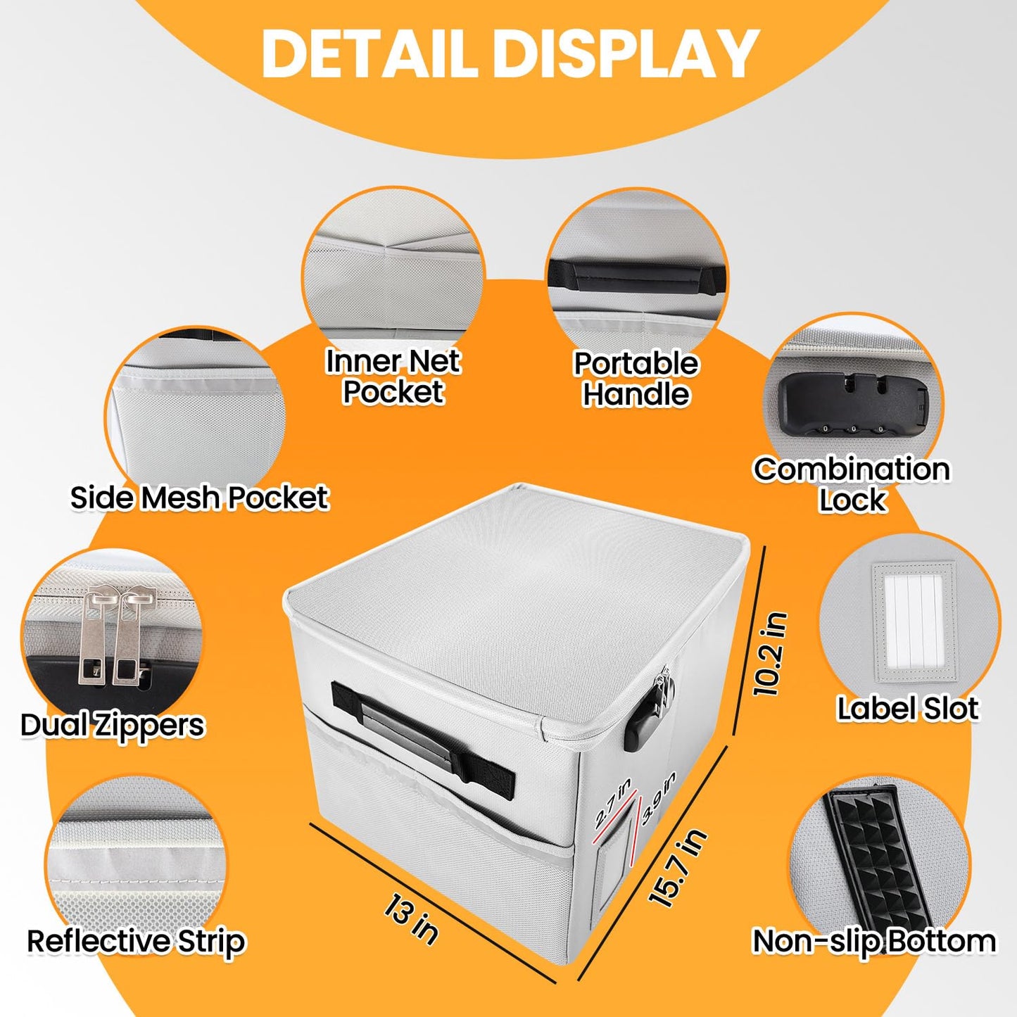 Upgraded 5200°F Fireproof Document File Organizer Box, Fireproof Storage Filing Cabinet Box with