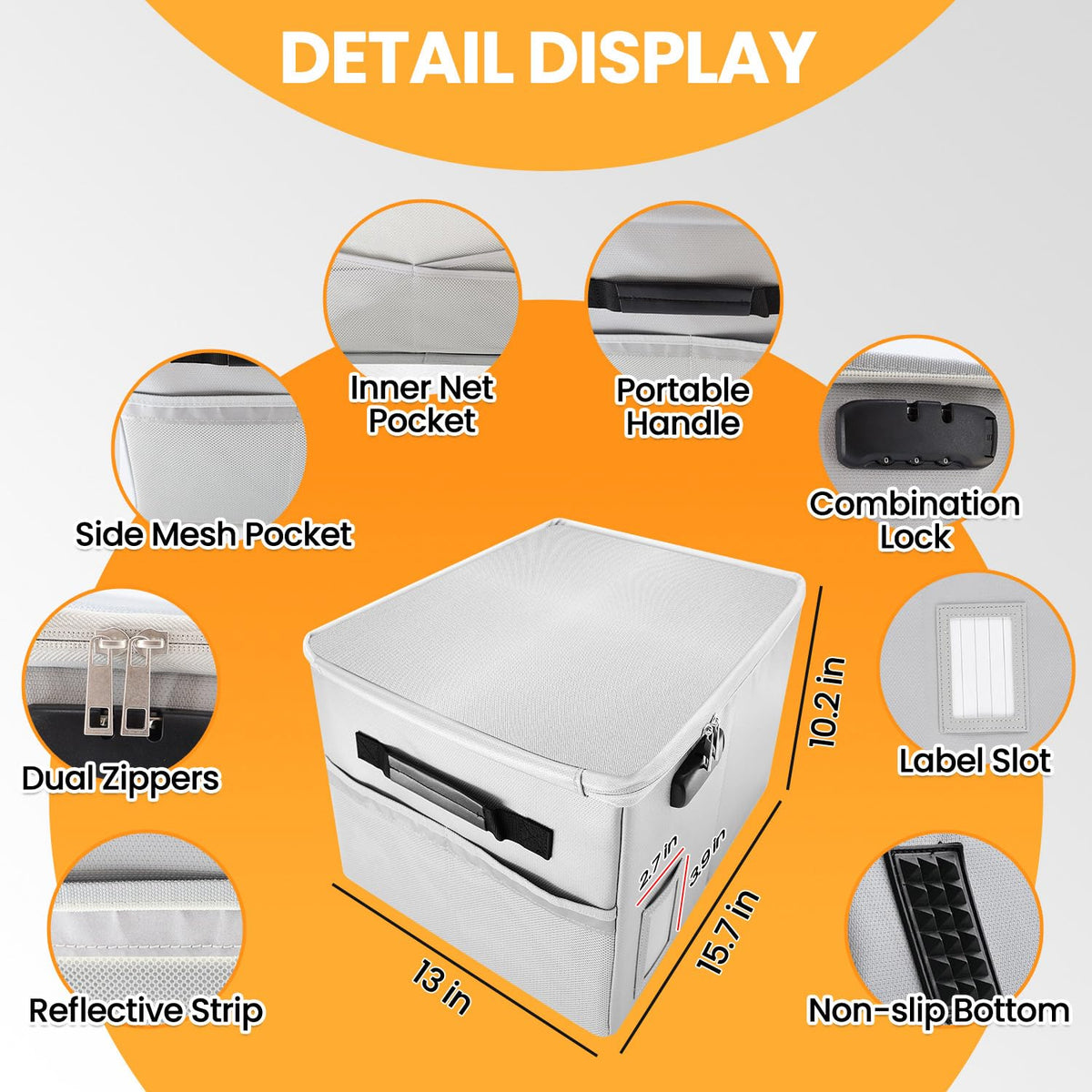 Upgraded 5200°F Fireproof Document File Organizer Box, Fireproof Storage Filing Cabinet Box with