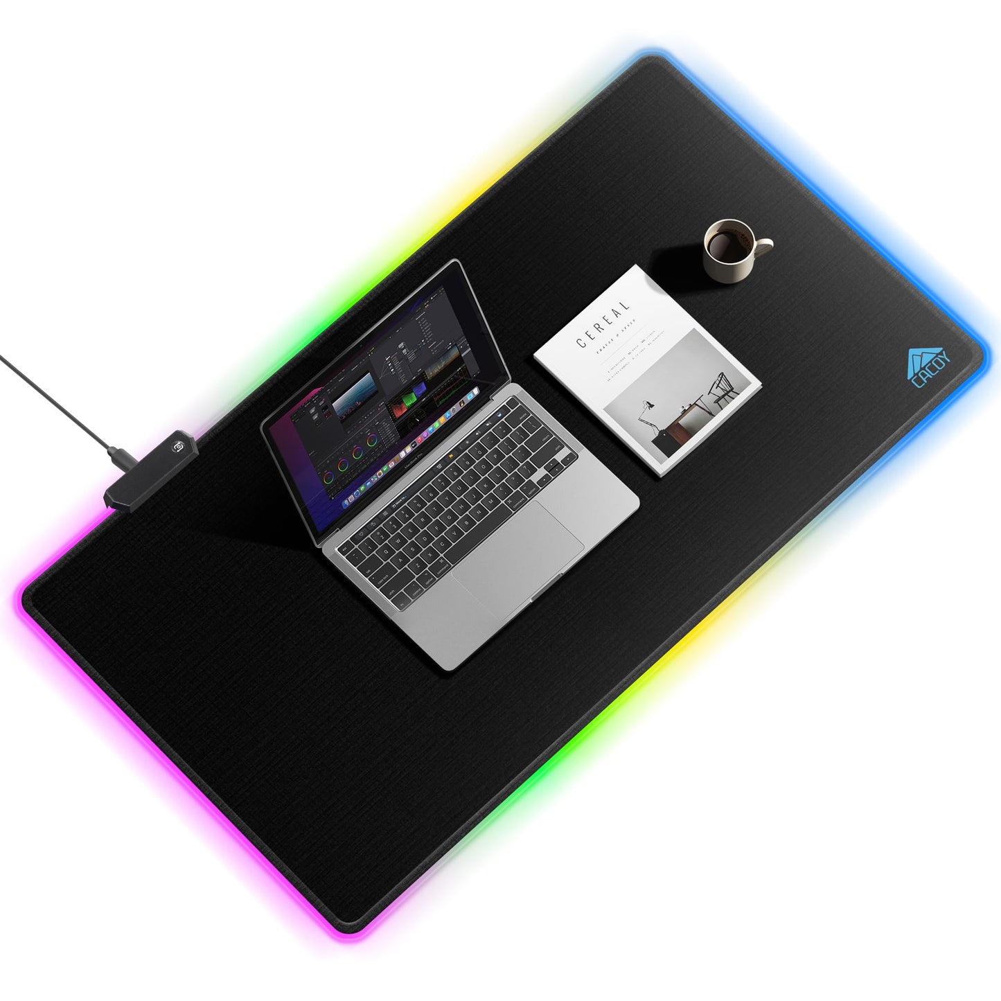 Cacoy 40"x20" RGB Gaming Mouse Pad, XXL Large LED Computer Mouse Mat, Black