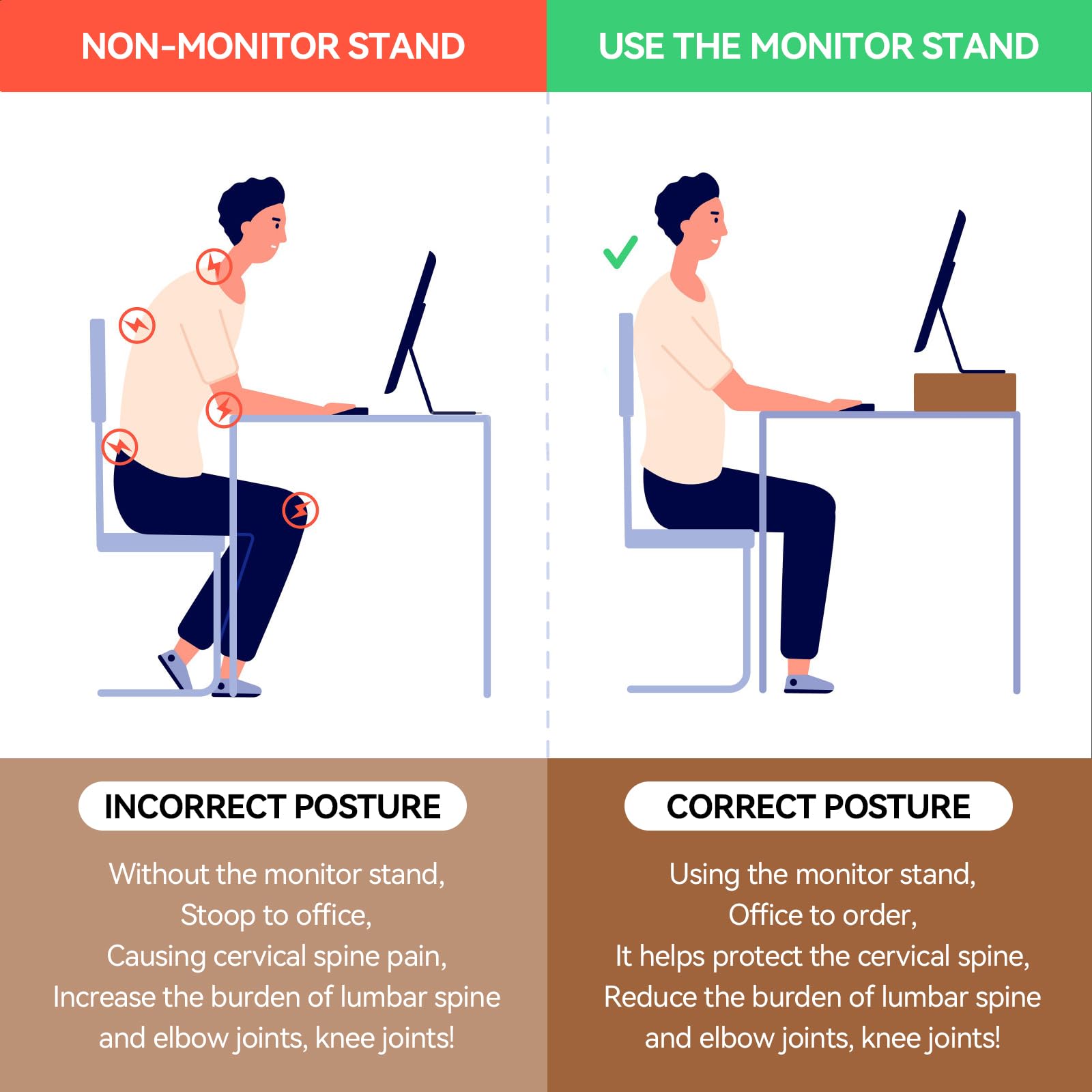 KIRIGEN Wood Monitor Stand Riser for Desk, 15.39 Inch, Brown 39-DBR