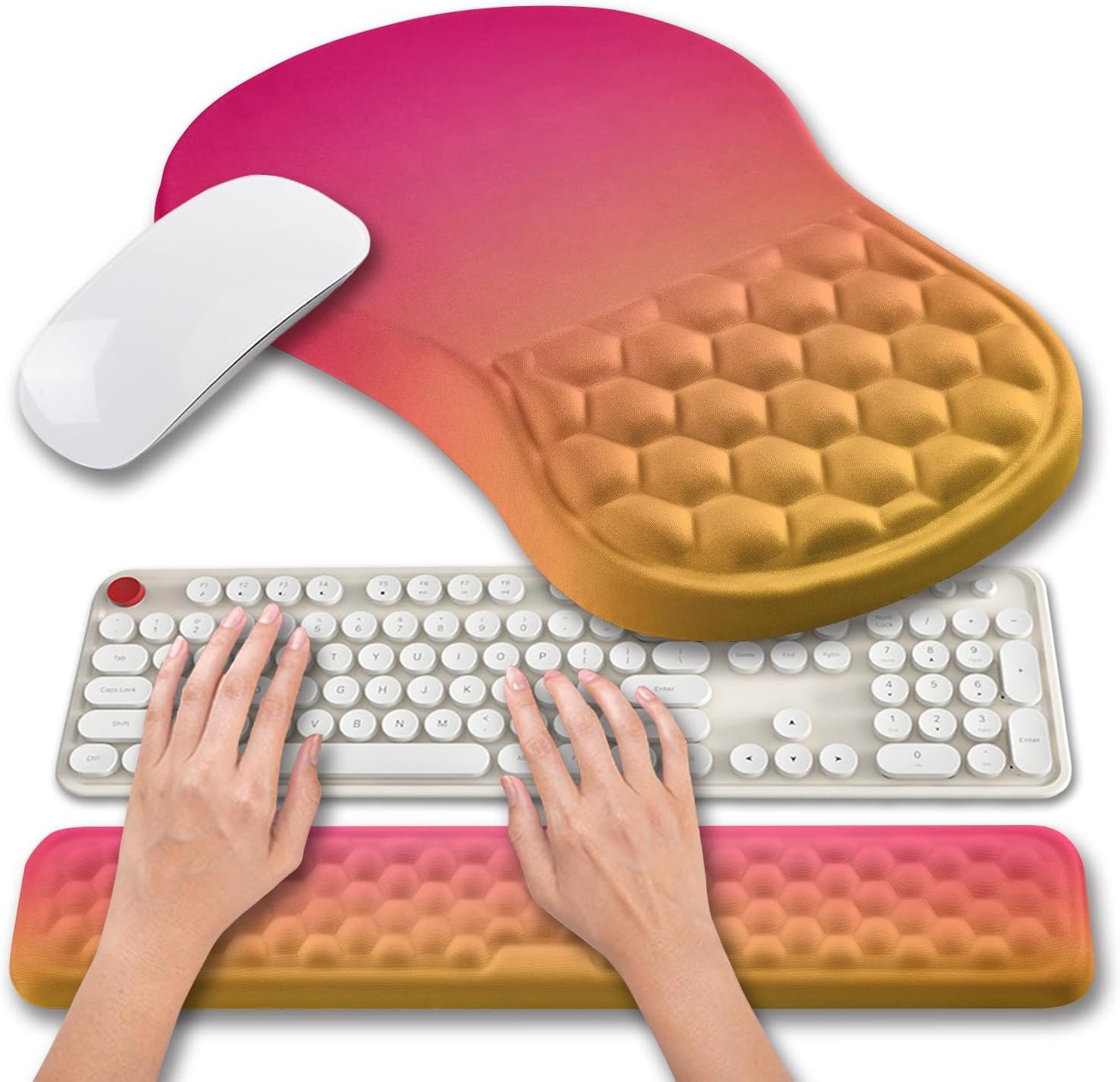 Hokafenle 2 in 1 Ergonomic Mouse Pad Wrist Support & Wrist Rest for Computer Keyboard Set, with
