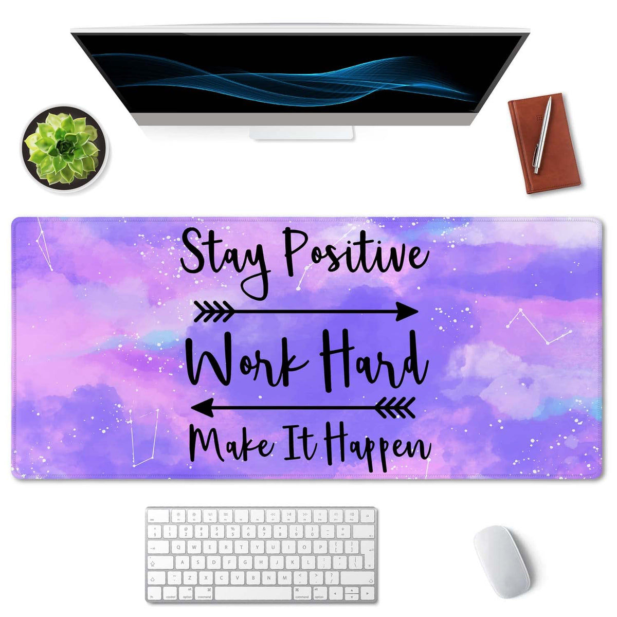 SSOIU Large Mouse Pad, Full Desk XXL Extended Gaming Mouse Pad 35.5" X 15.7", Stay Positive Work