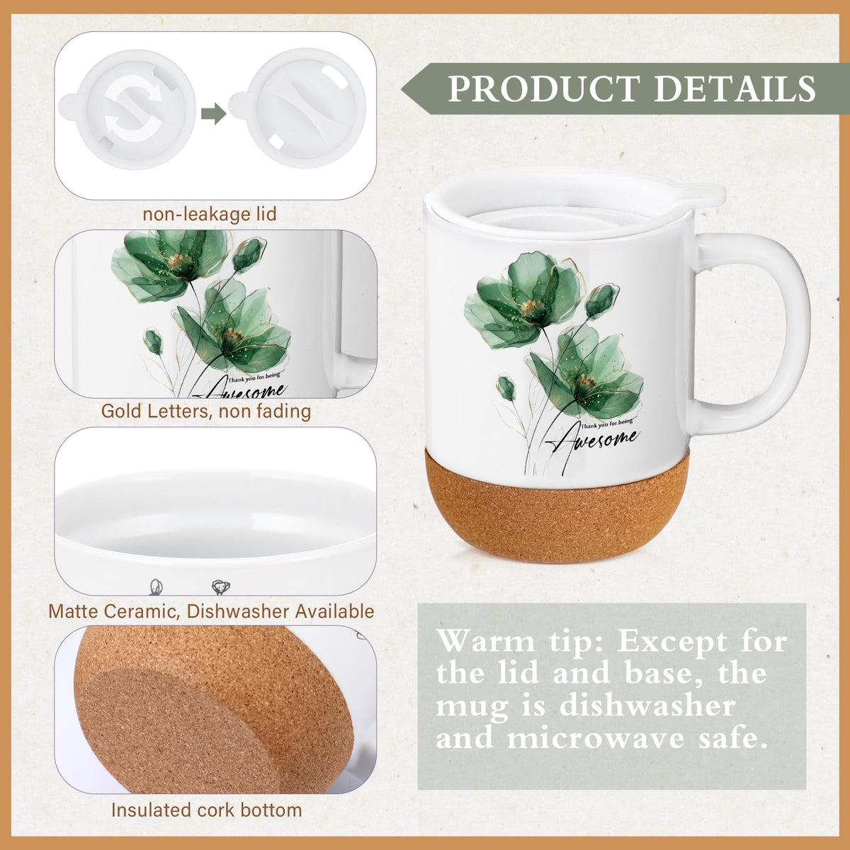 Sayglossy 4 Pcs Thank You Gift Set for Men Women Employee Coworker, Green