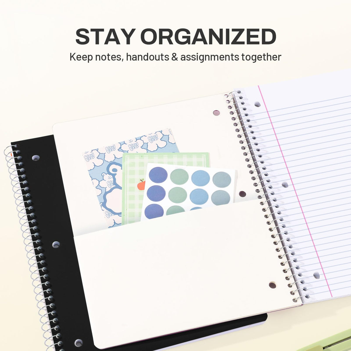 SUNEE Spiral Notebook, 1-Subject, College Ruled Paper, 8" x 10-1/2", 100 Sheets per Notebook