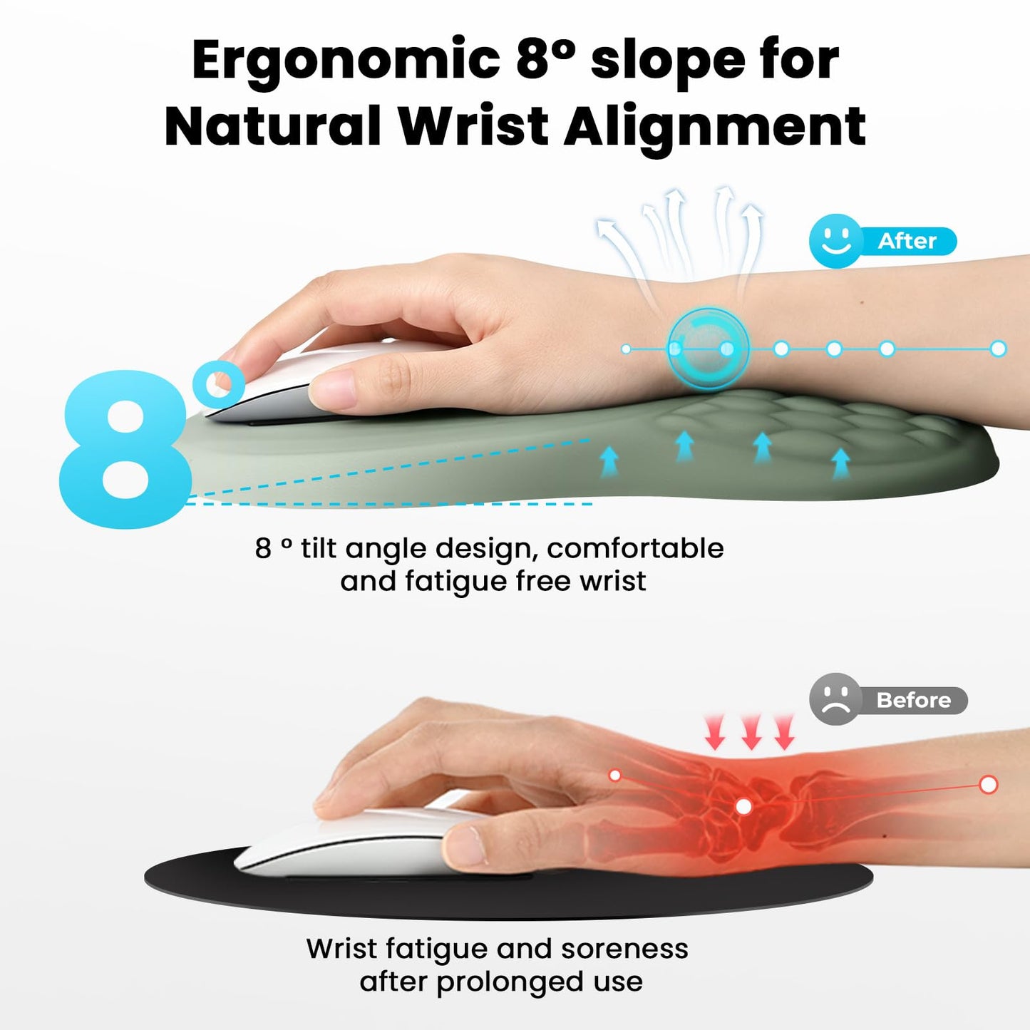 EooCoo Massage Ergonomic Mouse Pad with Dual-Slope Design Wrist Rest