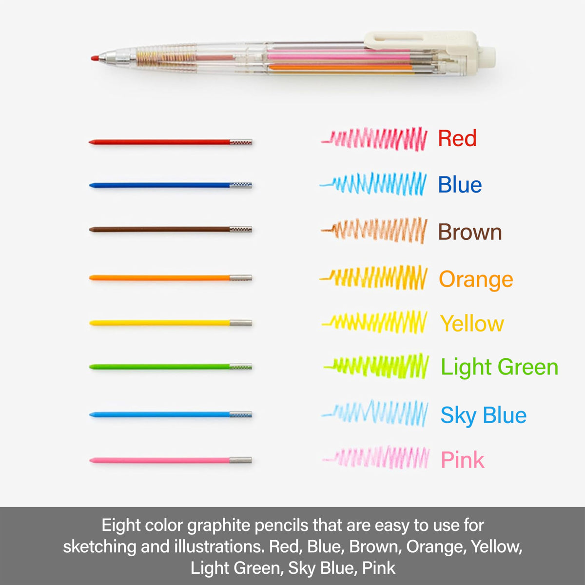 Pentel Art Multi 8 Set (XPH804ST), Mechanical Pencil with 8 Color Leads (2.0mm), Includes Sharpener
