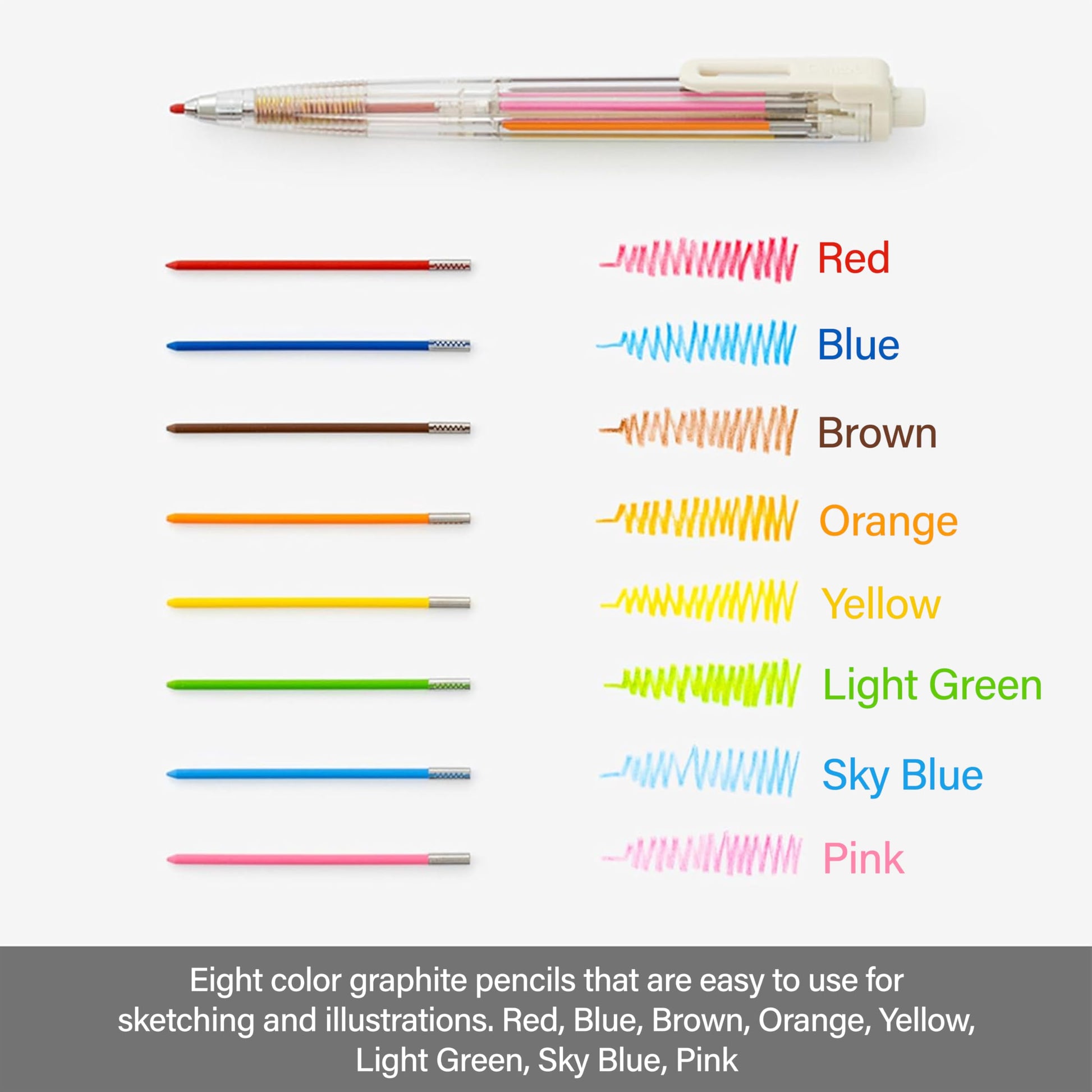 Pentel Art Multi 8 Set (XPH804ST), Mechanical Pencil with 8 Color Leads (2.0mm), Includes Sharpener