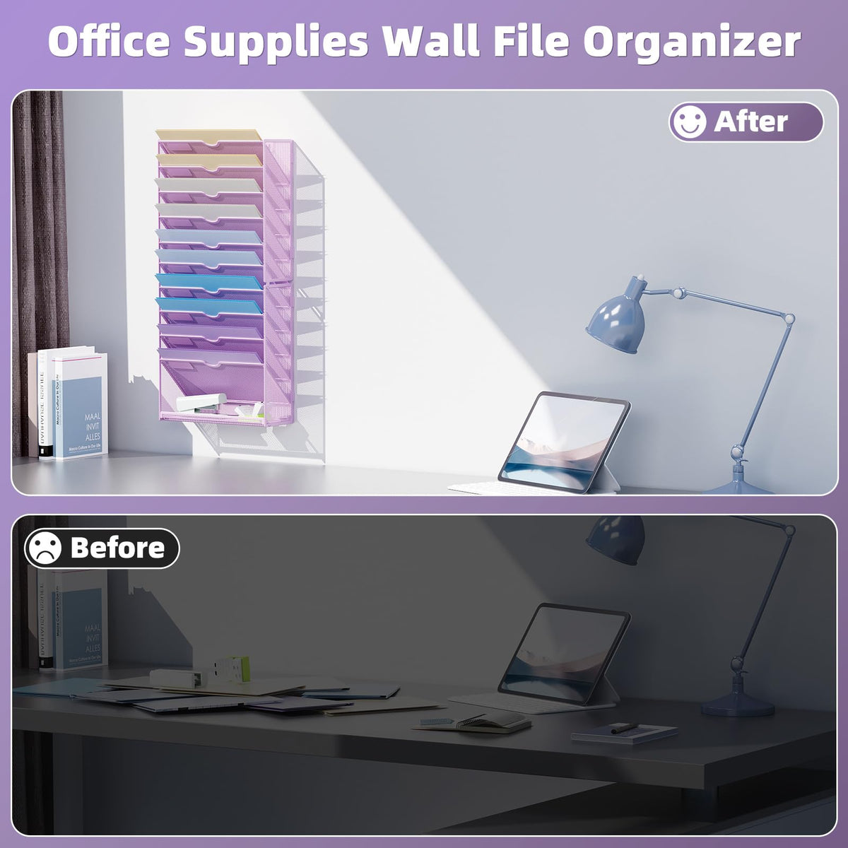 Marbrasse Wall File Holder 11-Tier Hanging Wall File Organizer, for Papers, Files Clipboard &