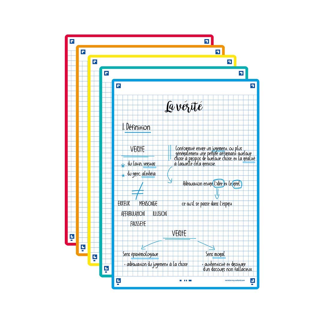 Oxford Révision 2.0 Pack of 50 Record Cards A5 (14.8 x 21 cm) Small Squares on both sides