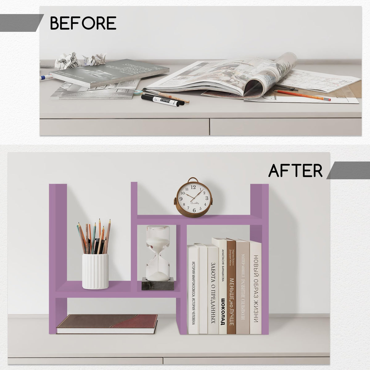 Jerry & Maggie Desktop Organizer Office Storage Rack Adjustable Wood Display Shelf Free Style
