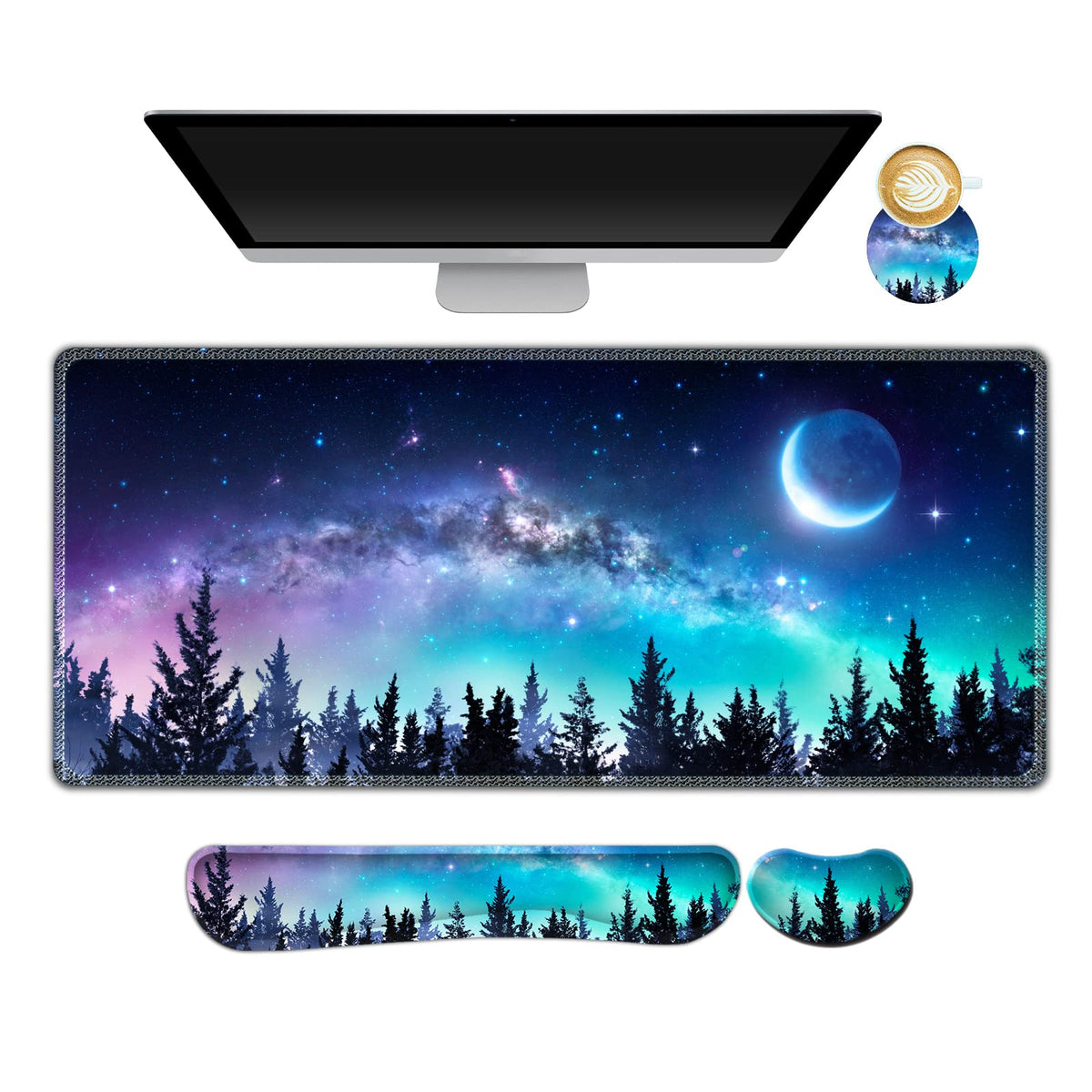 AIMSA Large Gaming Mouse Pad Set, Keyboard Wrist Rest Support + Extended Mouse Pad + Mouse Wrist