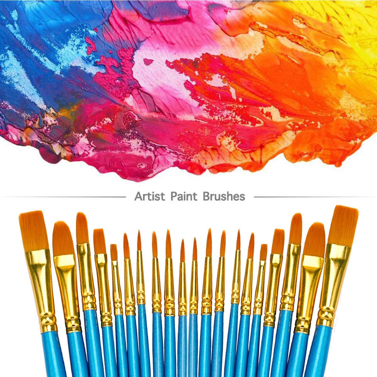 BOSOBO Paint Brush Sets, 6 Pack 60 Pcs Pointed-Round Tip Paintbrushes Nylon Hair Artist Acrylic