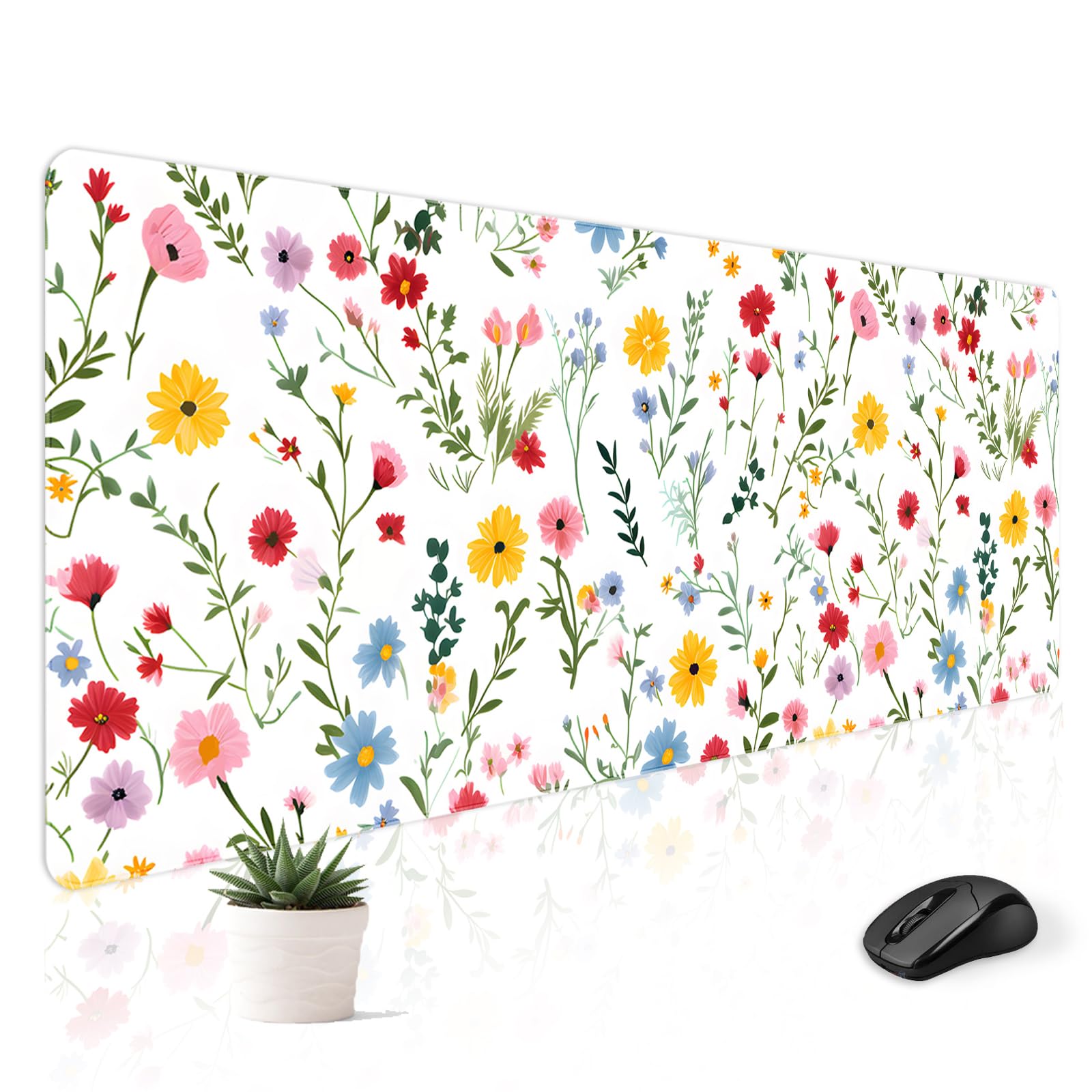Stanoha Cute Desk Mat for Keyboard Desktop Extra Large Mouse Pad, White