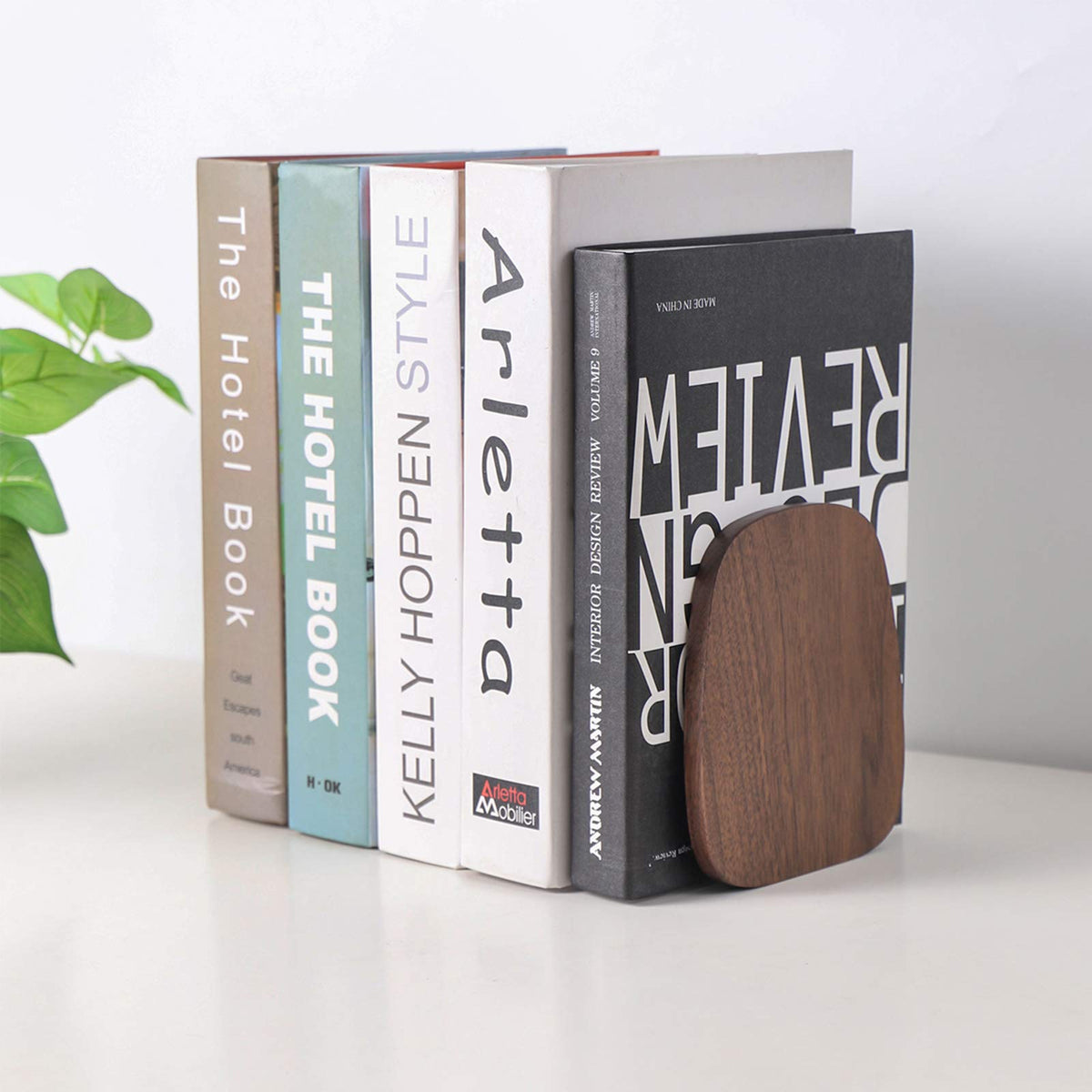 muso wood Book Ends for Shelves, Walnut 1 Pair