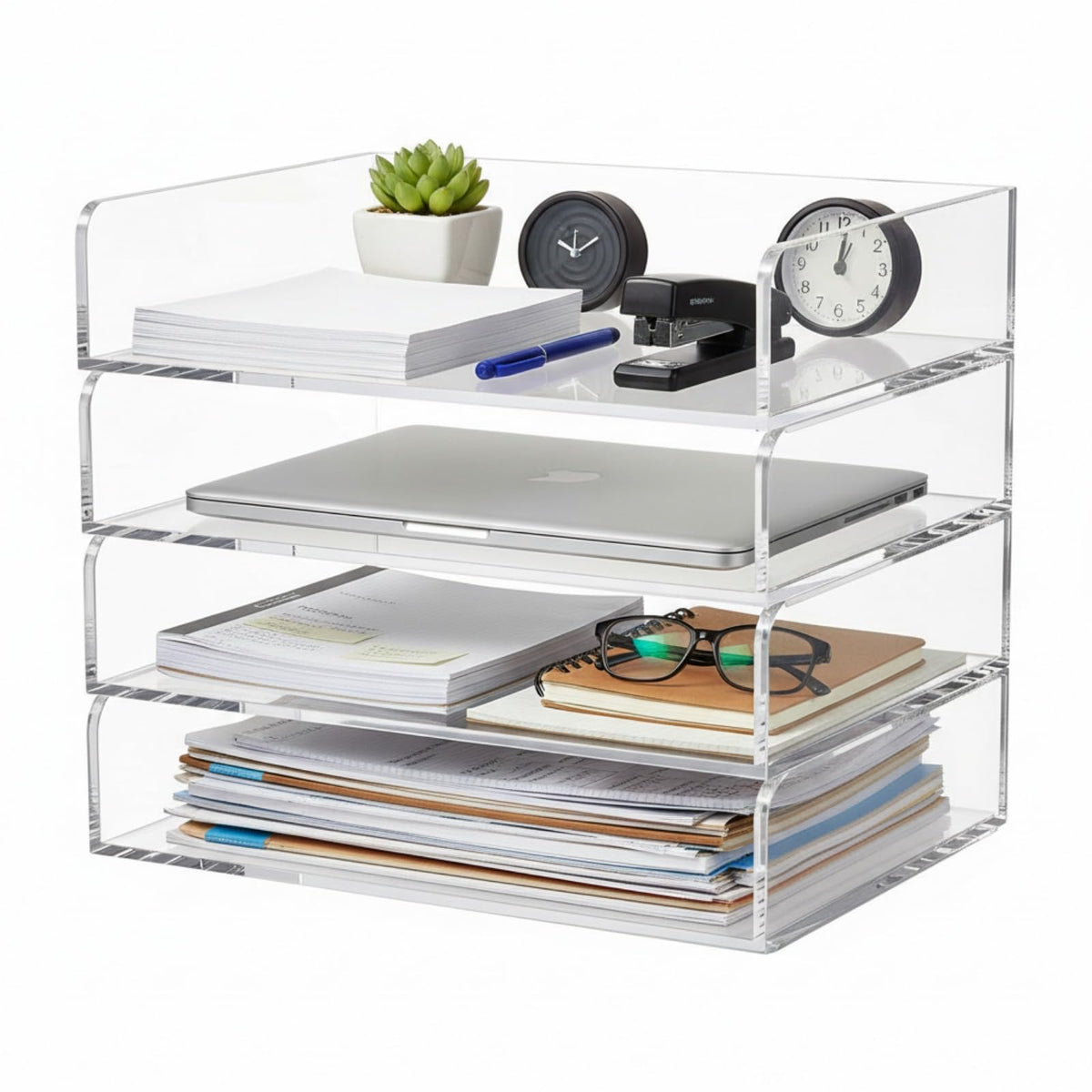 Harloon 4 Tier Paper Organizer Letter Tray Acrylic Desk File Organizer