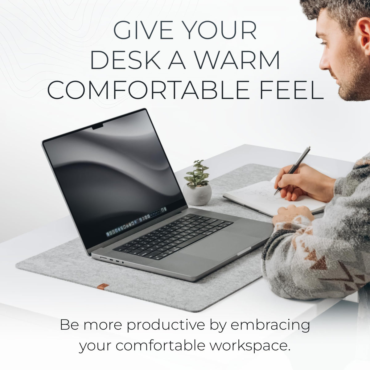 Nordik Felt Desk Mat - Large Felt Desk Pad - Marle 35 x 17 inches