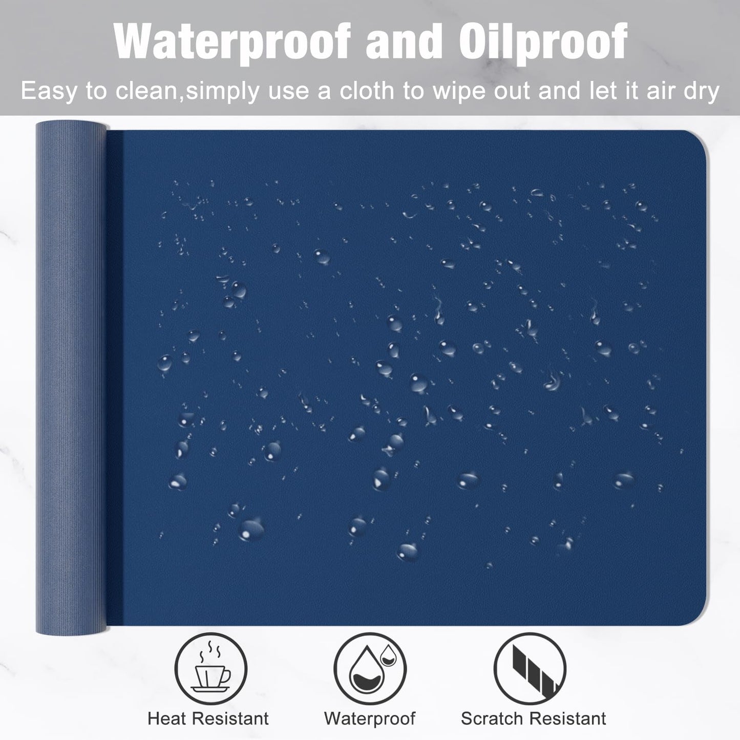 Hsurbtra Desk Pad, 35.5" x 17" PU Leather Desk Mat, XXL Extended Mouse Pad, Waterproof Desktop