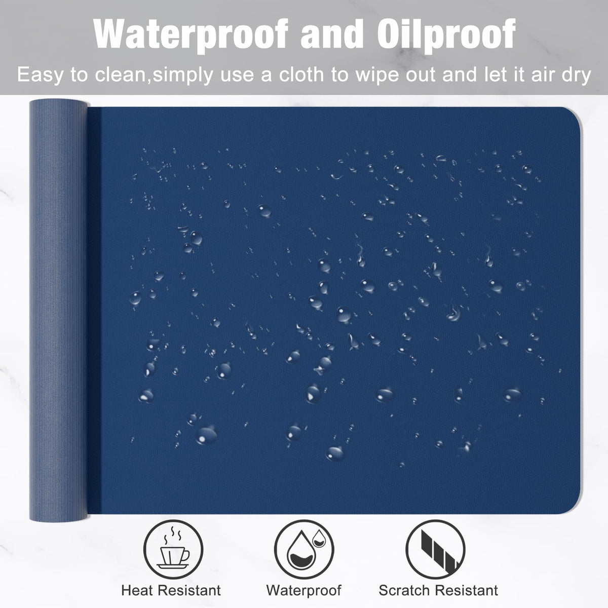 Hsurbtra Desk Pad, 35.5" x 17" PU Leather Desk Mat, XXL Extended Mouse Pad, Waterproof Desktop