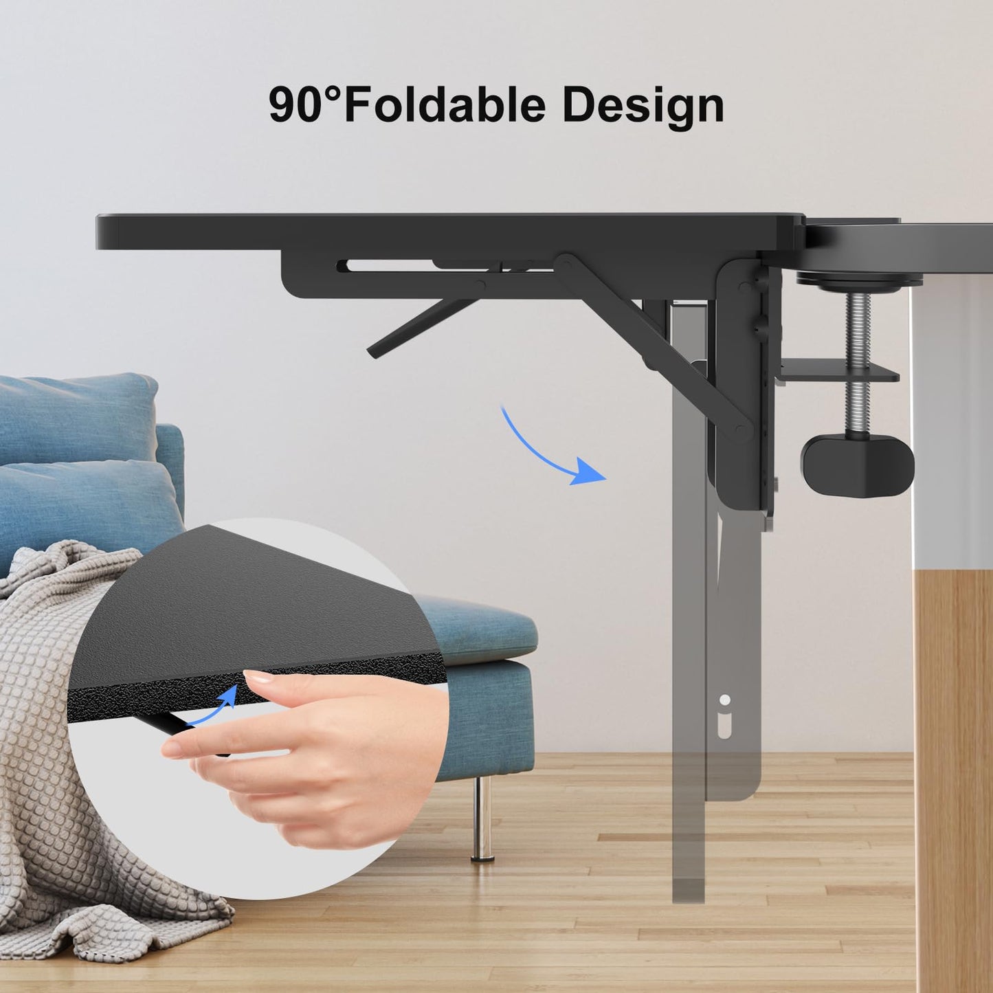 Suptek Clamp-on 9.5 x 23.6 inch Desk Extender, Wrist Support, Foldable Keyboard Tray Platform