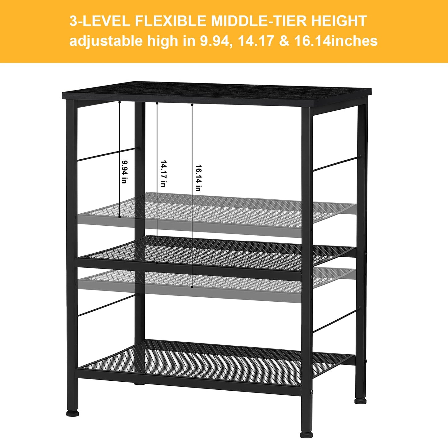 LIANTRAL Rolling Cart, 3-Tier Microwave Cart Kitchen Storage On Wheels