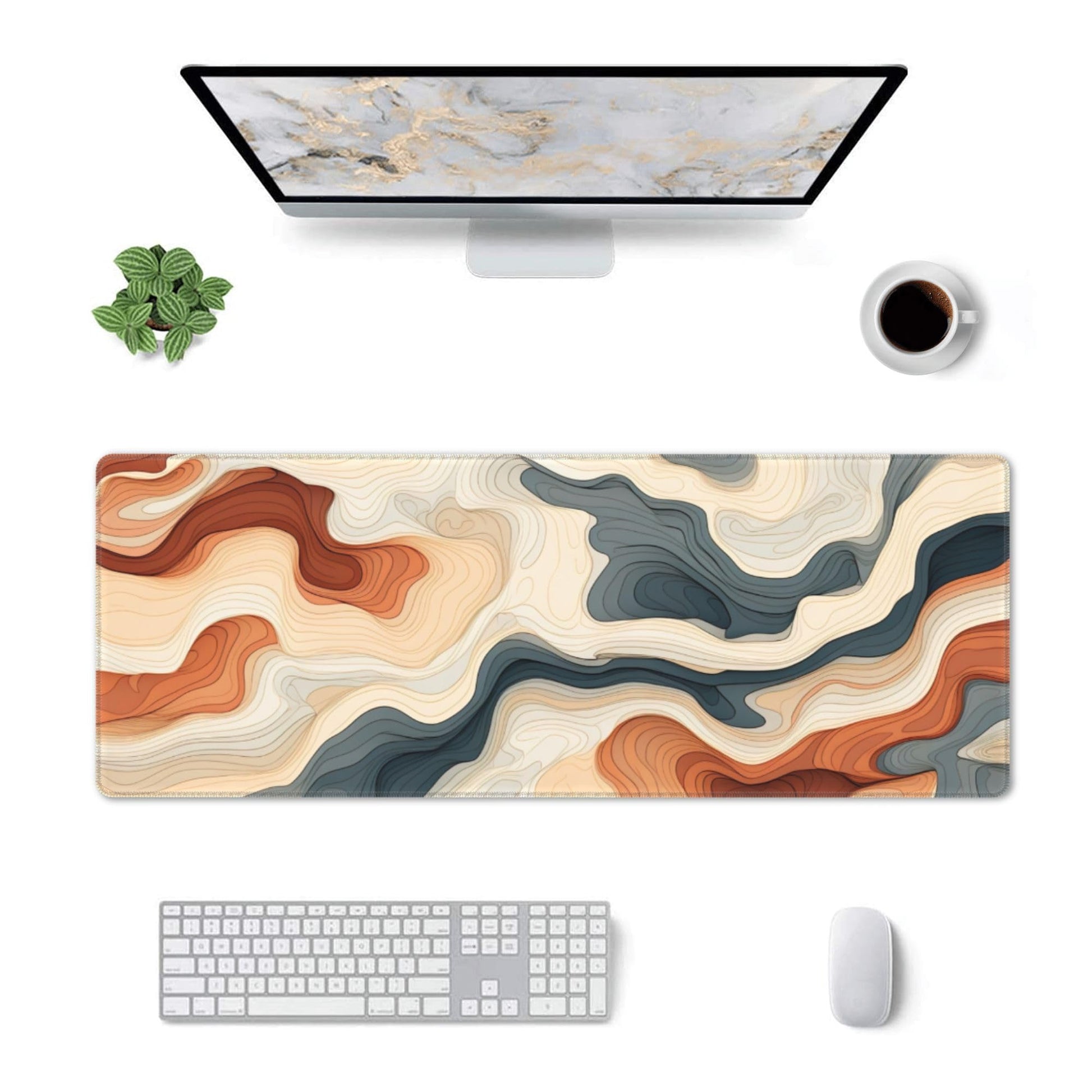 Large Topographical Mouse Pad 31.5 x 12 Inch with Anti-Fray Stitching, Non-Slip Rubber Base, Ideal