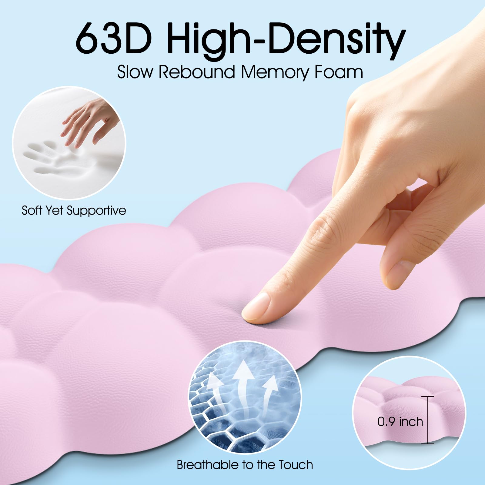 Retuhapy Cloud Wrist Rest Keyboard Cushion and Cloud Mouse Pad, Pink
