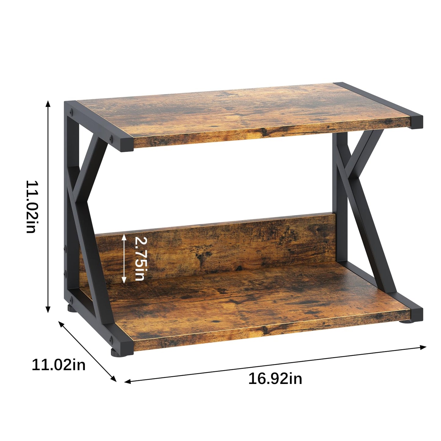 aboxoo Desktop Printer Stand with 2 Tier Wood Storage Shelves,Under Desk Printer