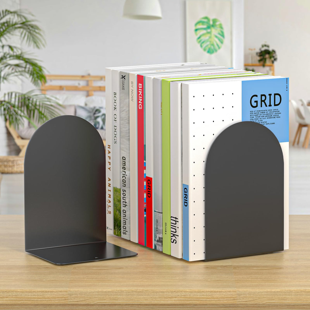 ALOTCHE Bookends 4 Pairs, Metal Round Bookends for Shelves, Book Ends for Desk, Book End to Hold