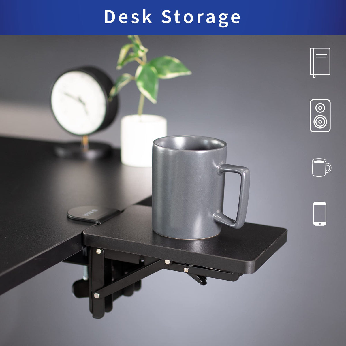 VIVO Clamp-on 6 x 9 inch (11 Including Clamps) Desk Extender, Wrist Support, Armrest Tray, Table