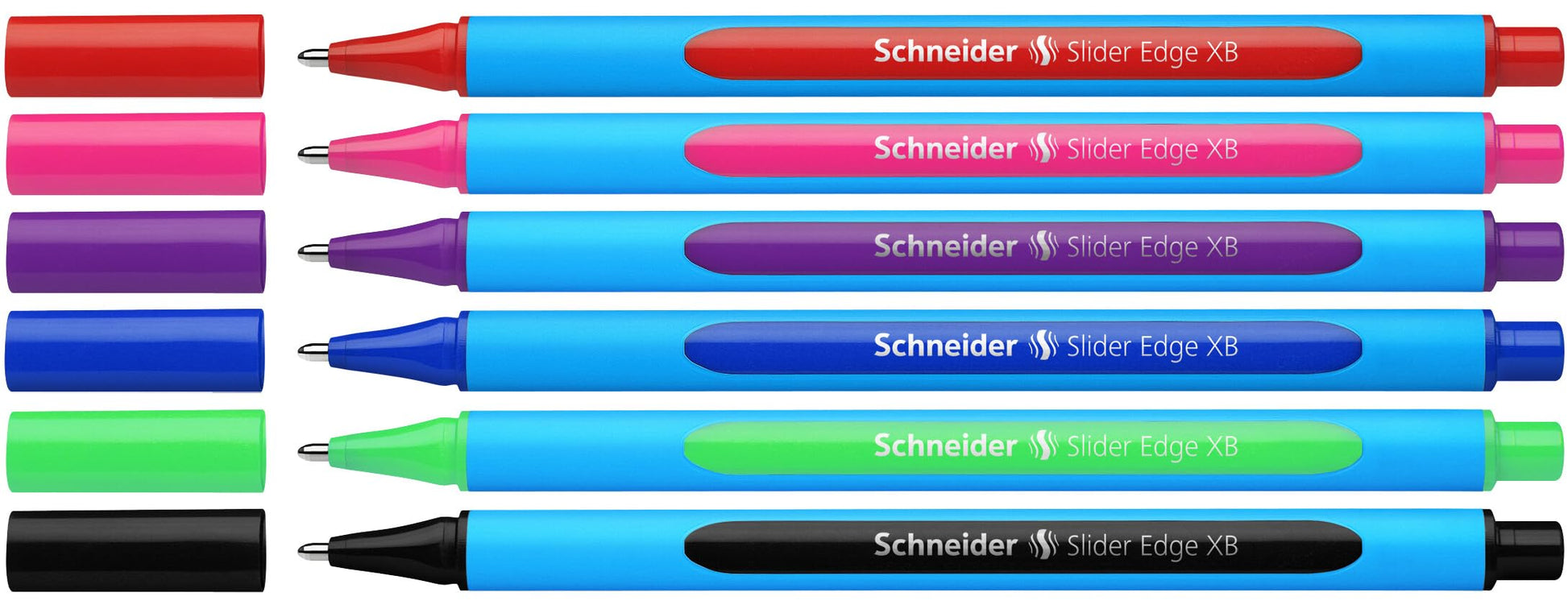 Schneider writing instruments ballpoint pen Slider Edge, cap model, XB, assorted, case of 6 colors