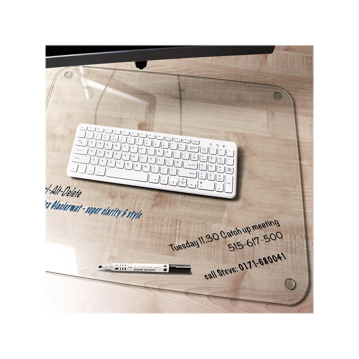 Desktex Glaciermat Anti-Skid Tempered Glass Desk Pad, 19-inch x 24-inch, Clear (FCDE1924G)
