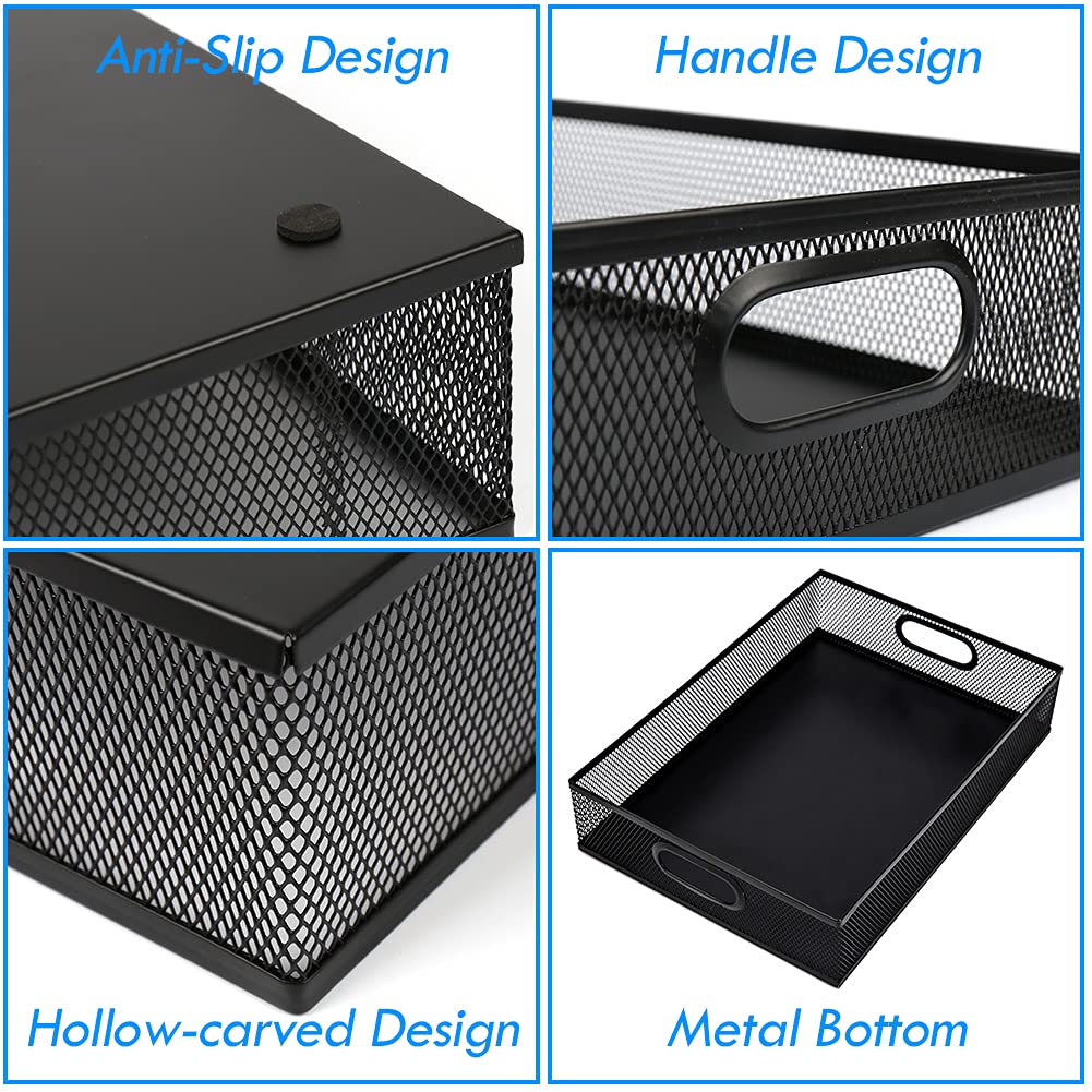 EsOfficce Desk Drawer Organizer, A4 Large Metal Mesh Desk Organizer Tray, Versatile Storage Box Set