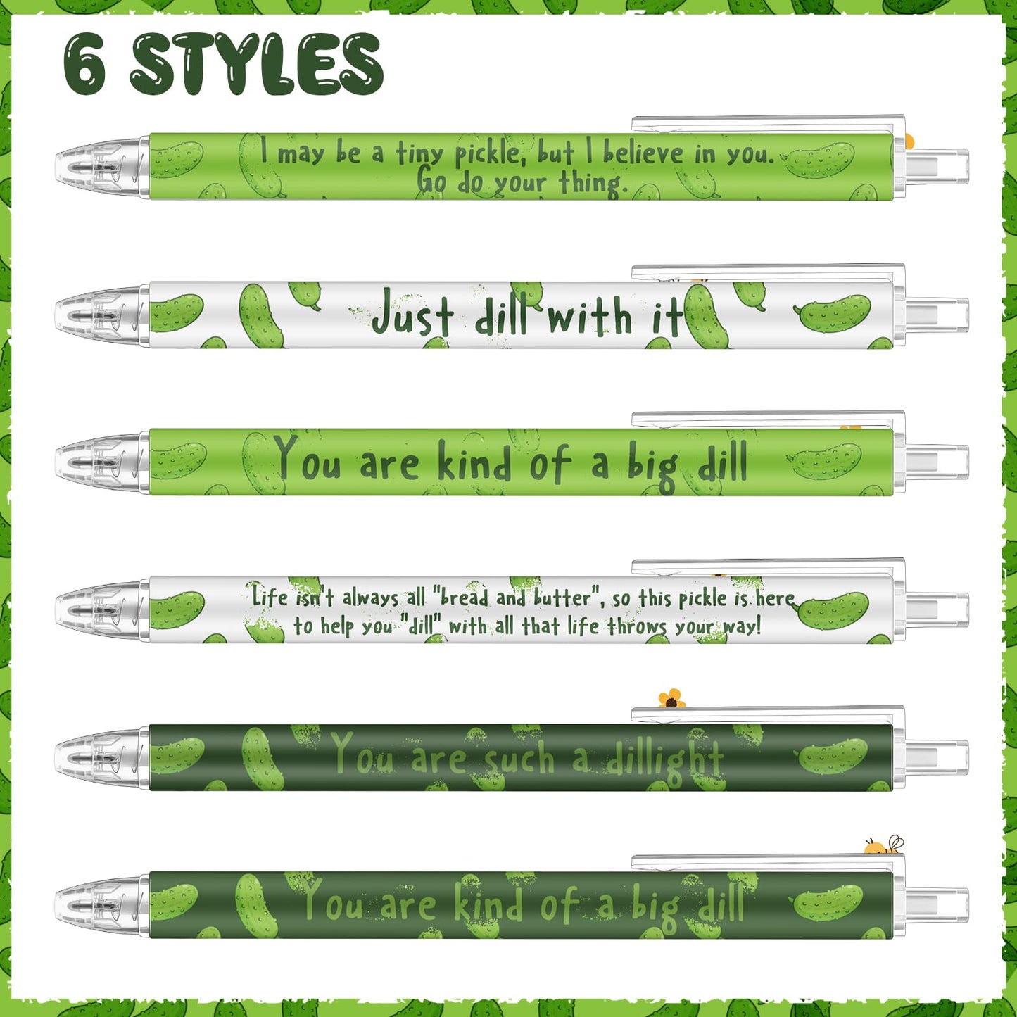 Jetec 60 Pcs Pickle Pens Inspirational Ballpoint Pens Black Ink Bulk