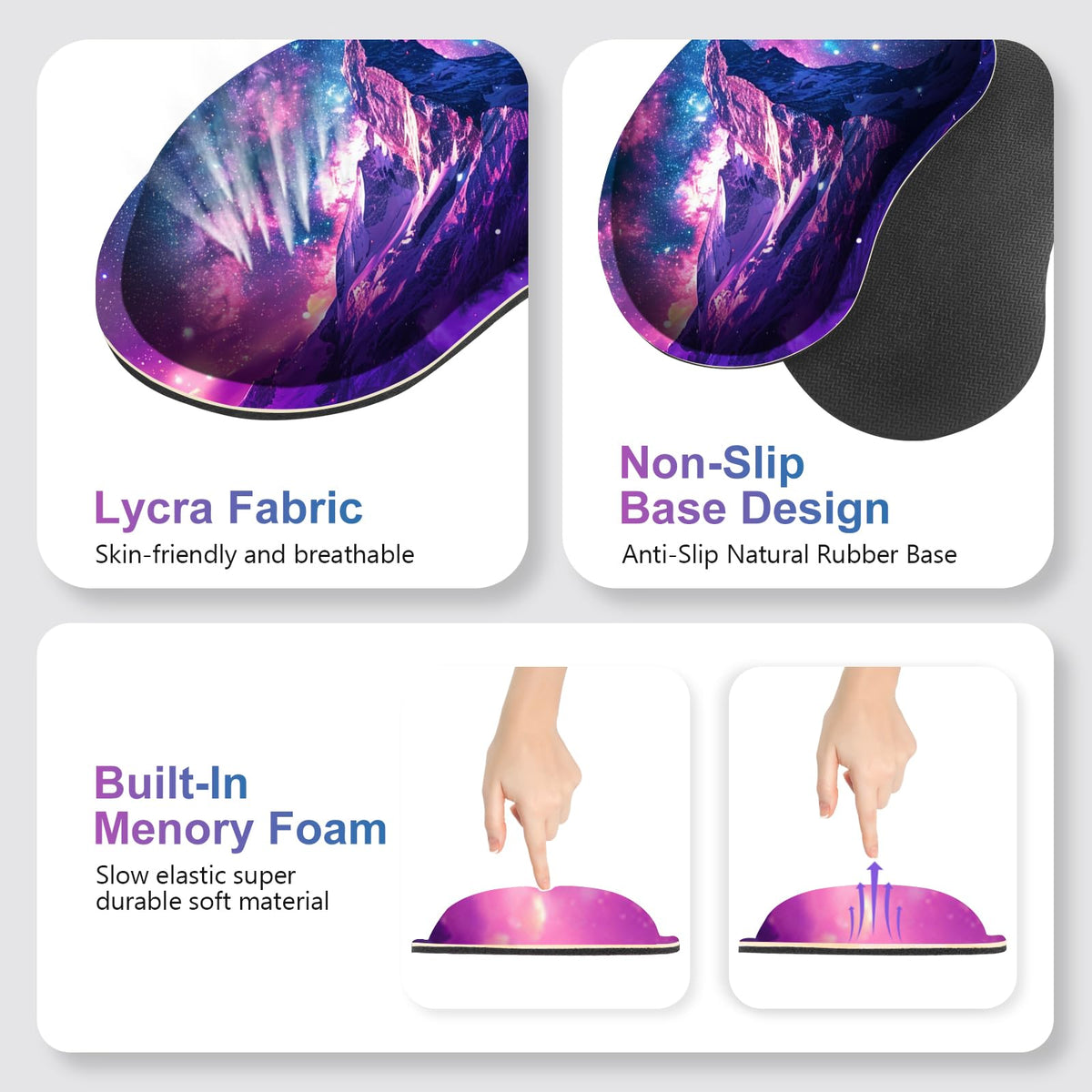 NXZGO Large Gaming Mouse Pad Set, Purple 4 in1 Ergonomics Keyboard Desk Mat with Memory Foam Wrist