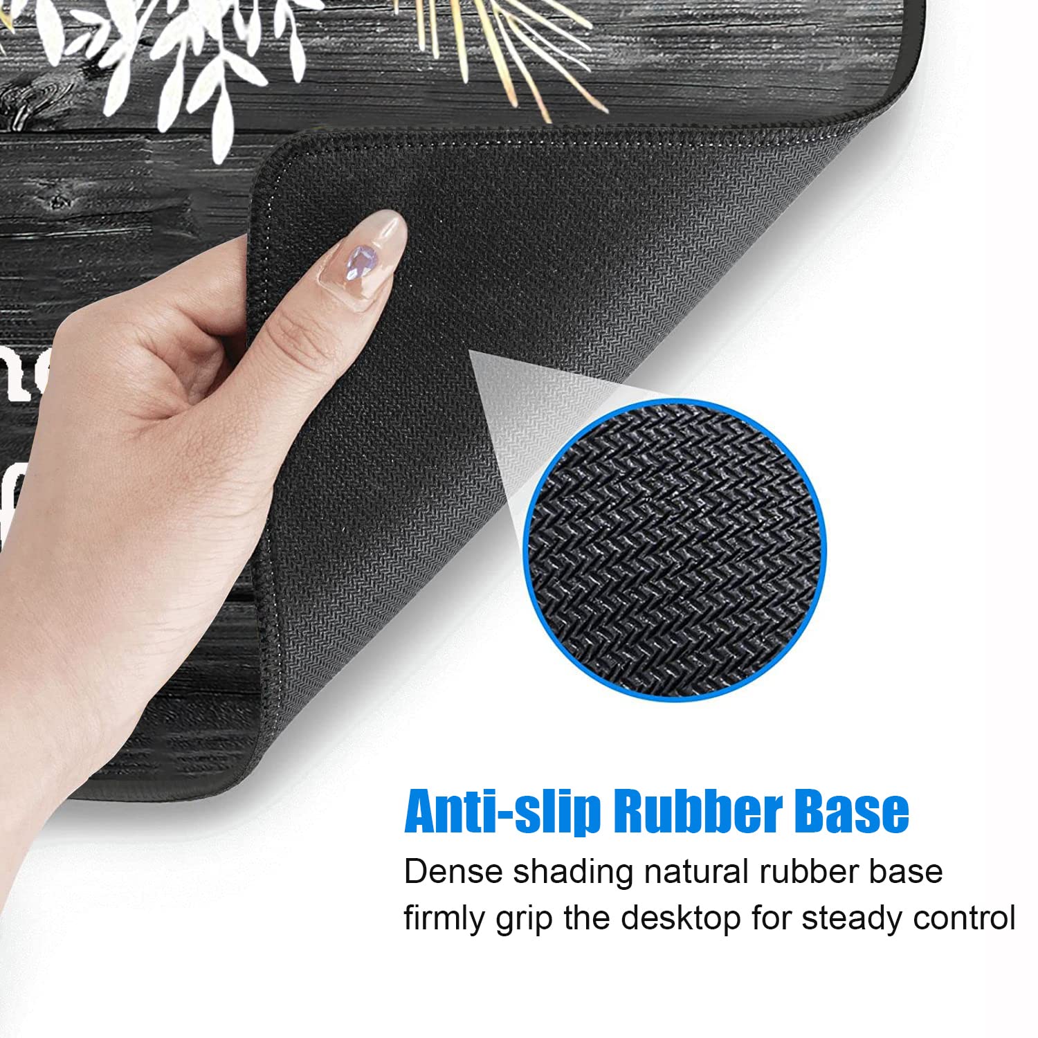 Desk Pad Mat With Coasters, 31.5"x 11.8" XXL Large Gaming Mouse Mat With Non-Slip Base and Stitched
