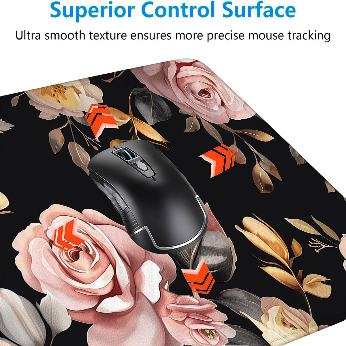 Peony Flowers Gaming Mouse Pad Pink Flowers Extended Gaming Mouse Pad Mat with Stitched Edge