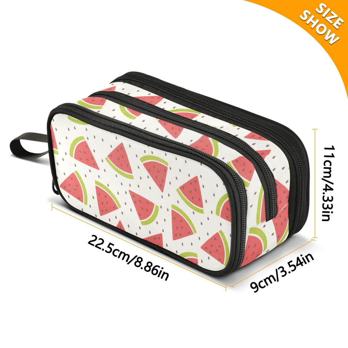 Sletend Pencil Case Watermelon Fruit 3 Compartments Pencil Pouch