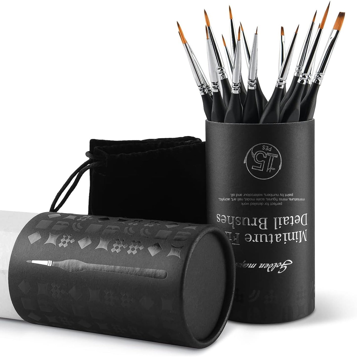 Golden Maple Miniature Paint Brushes, 15PC Model Brushes Micro Detail Paint Brush Set, Fine