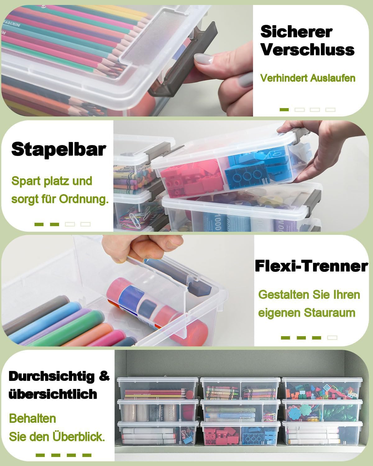 GEOPHIA 12 Pack Extra Large Pencil Box with Removable Divider, Thickened Pencil Case Bulk, Clear
