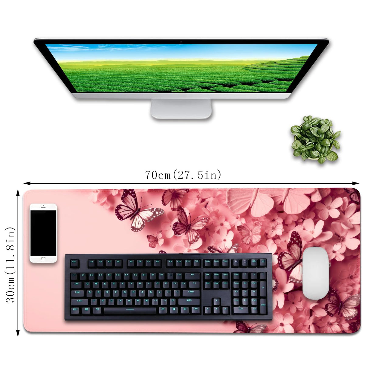 Pink Butterfly Mouse Pad Desk Mat Large Mouse Pads Desk Pad Computer pad