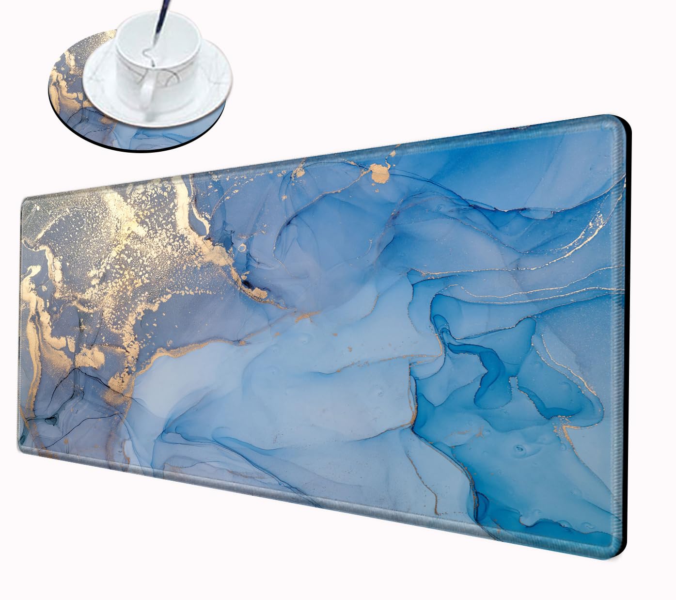 Mouse Pad Large Desk Mats on Top of Desks Pad 24x12 inch Gaming Mousepad Blue Marble Long Extended