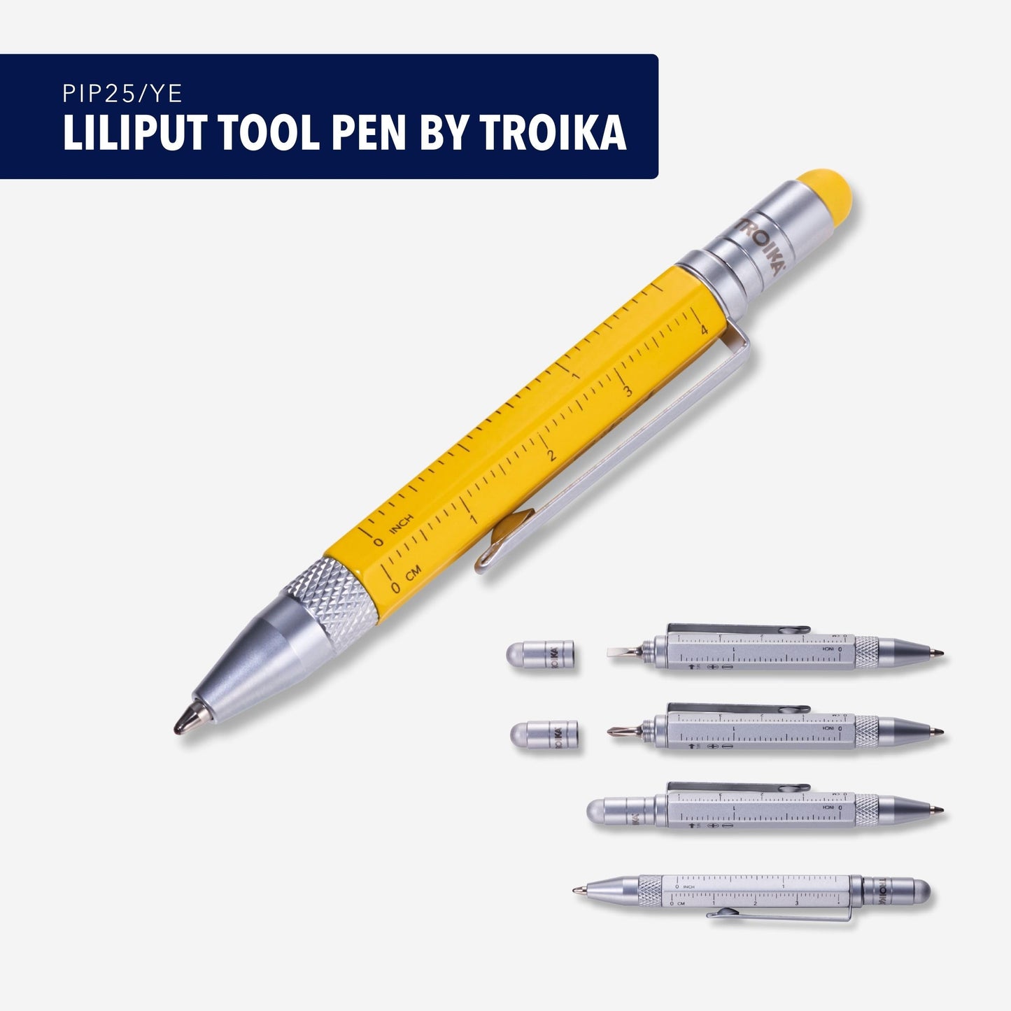 Troika Multitasking Ballpoint Pen (Small), Centimeter/Inch Ruler, Slotted/Phillips Screwdriver