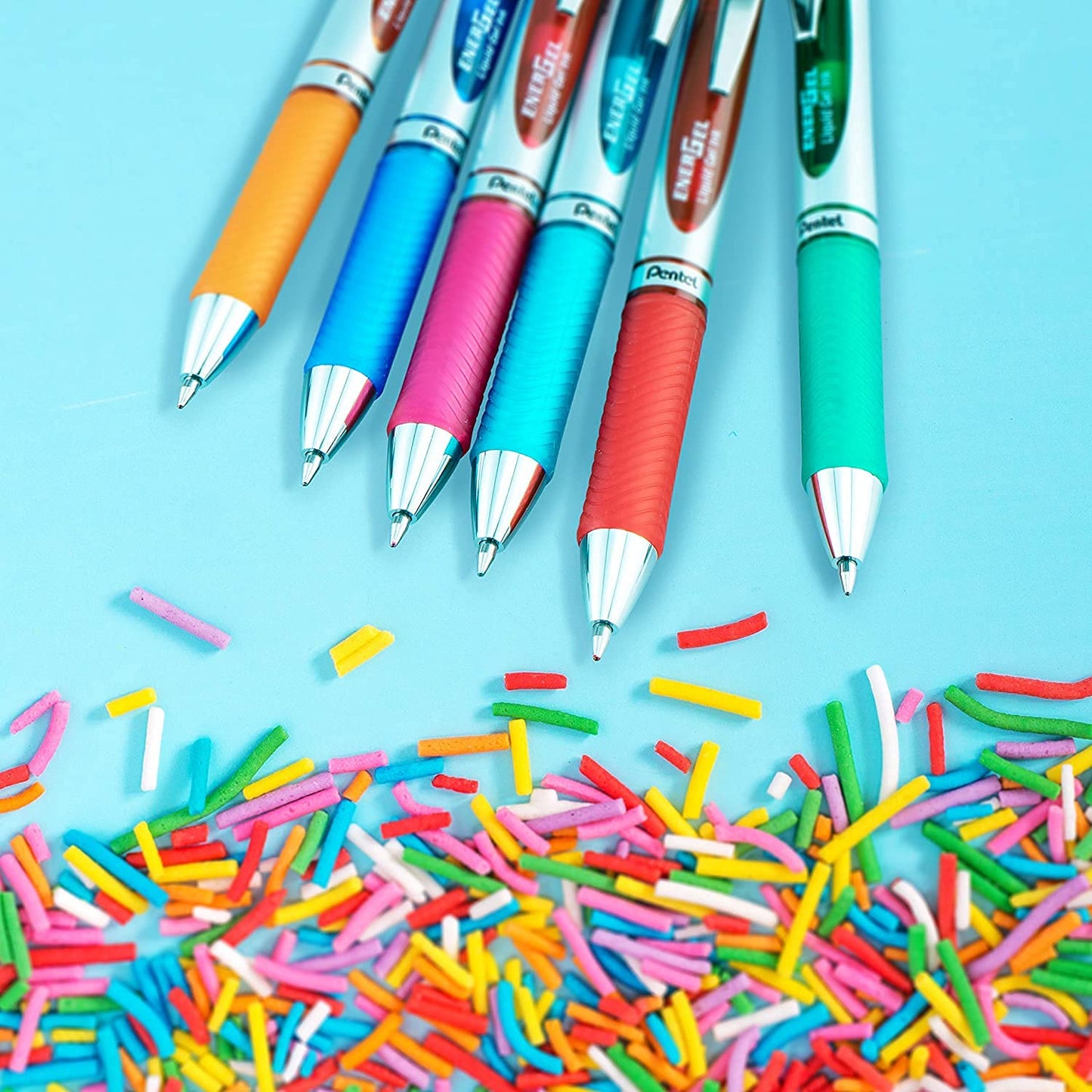 Pentel EnerGel 0.7 MM RTX Retractable Liquid Gel Pen, 10 Pack of New Assorted ink Colors, Metal