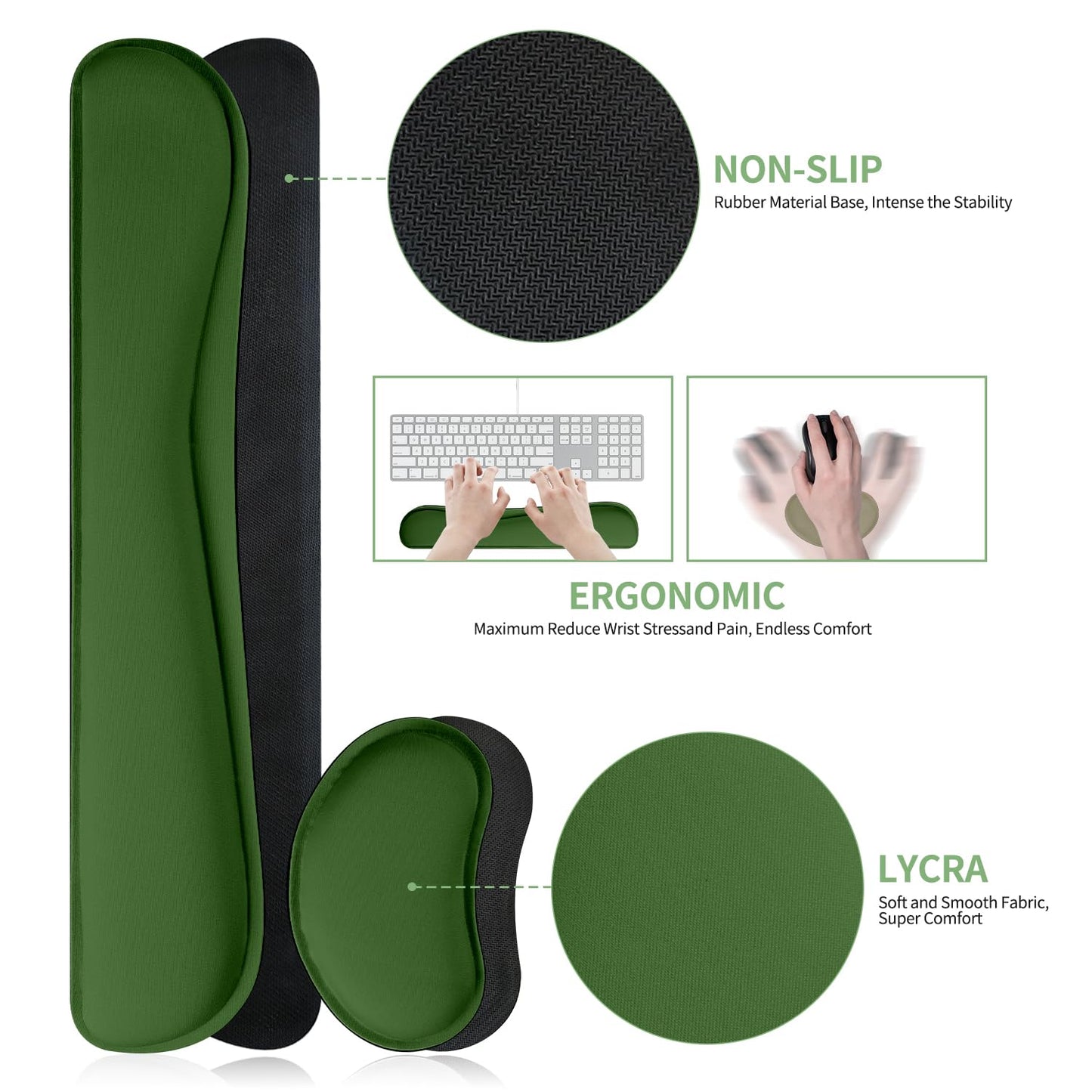 Meetcolor Keyboard and Mouse Pad, 3-in-1 Desk Mat Set Keyboard Wrist Rest
