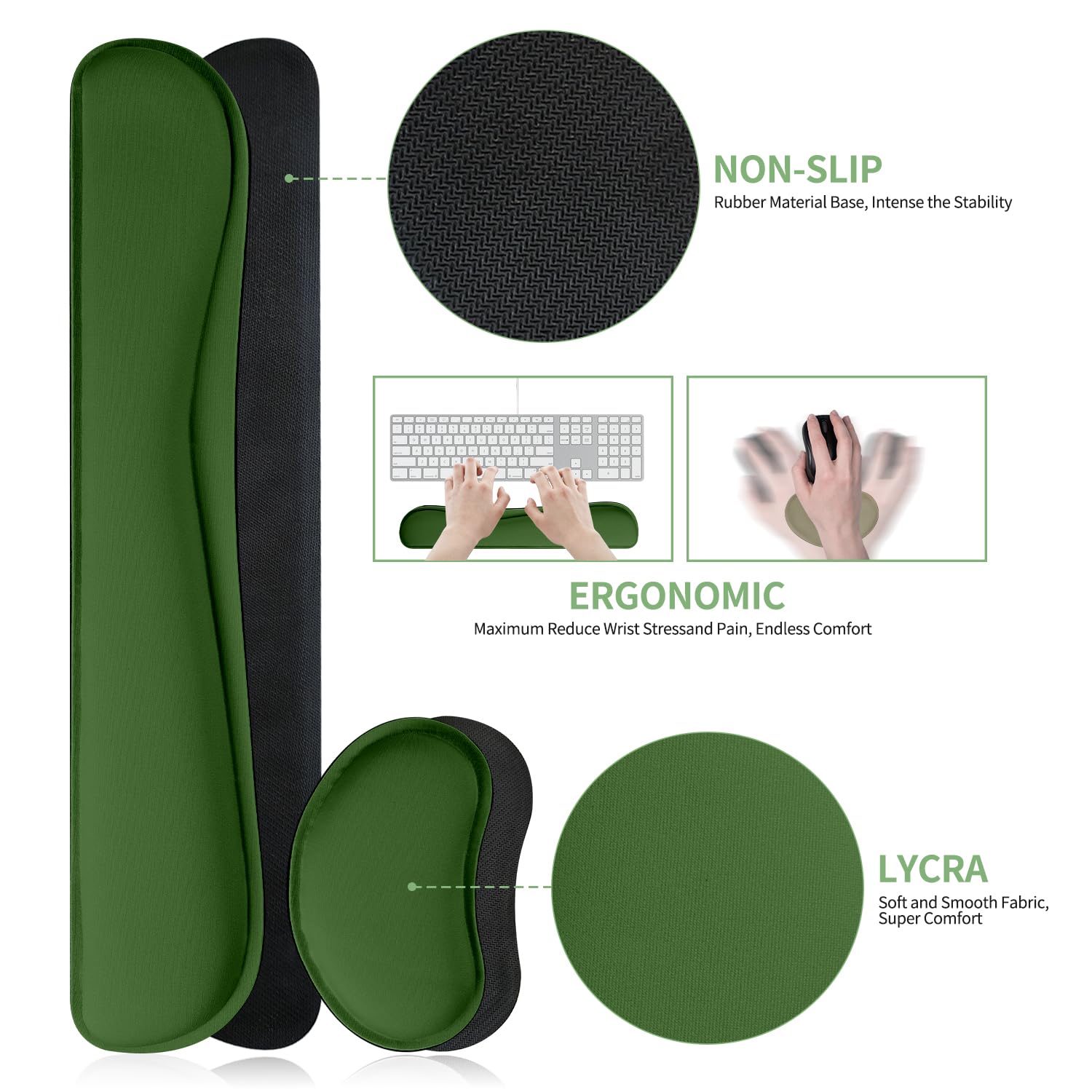 Meetcolor Keyboard and Mouse Pad, 3-in-1 Desk Mat Set Keyboard Wrist Rest