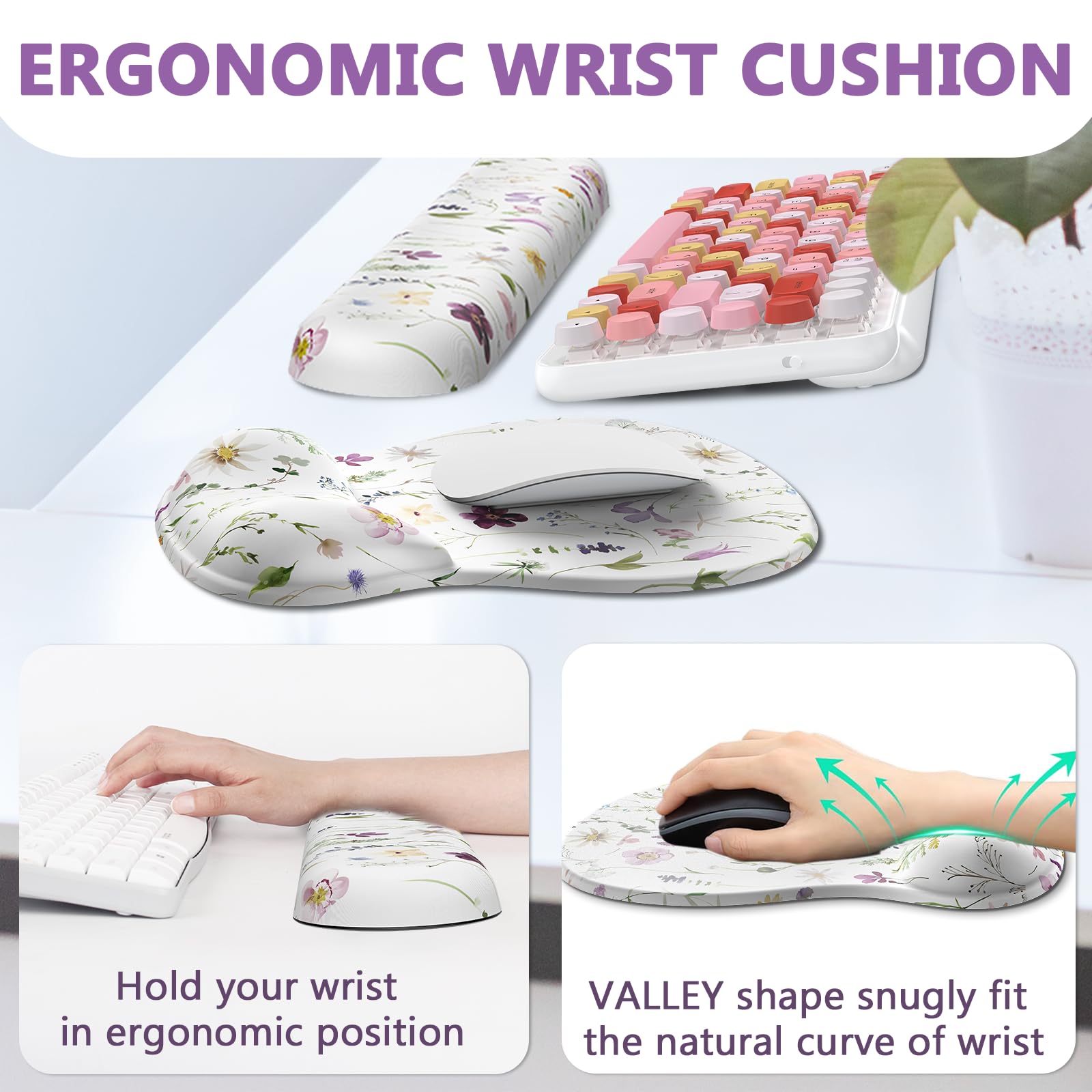AKITErgonomic Mouse Pad with Wrist Rest for Computer Keyboard, Memory Foam