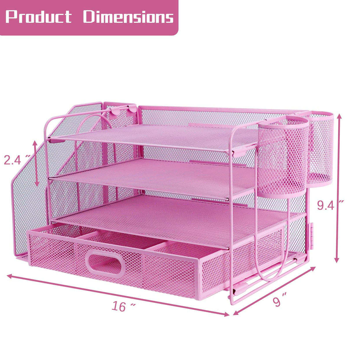 ideallife Desk Organizers and Accessories with File Holder, 4-Tier Paper Letter Tray Organiser with
