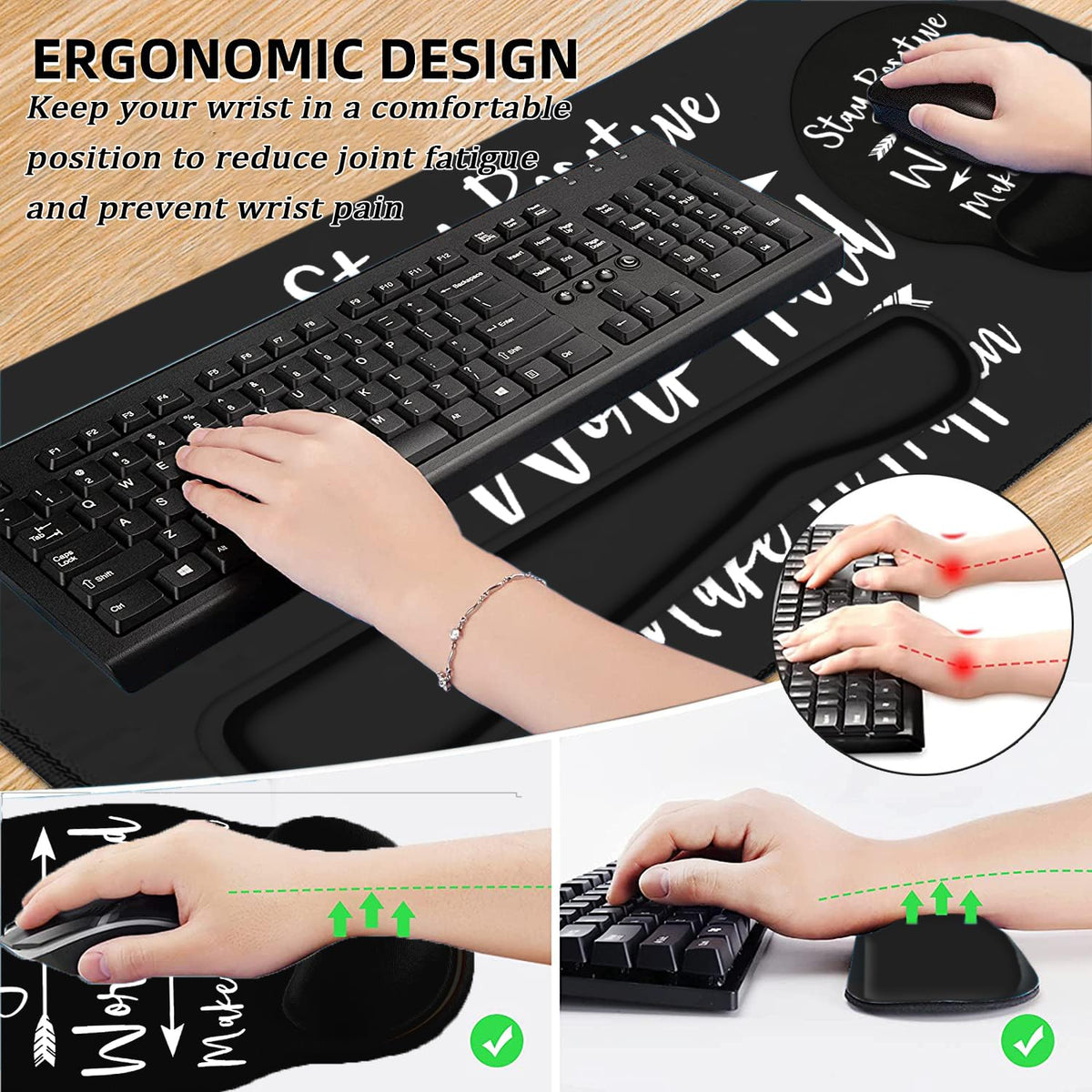 Large Desk Mat, Mouse Pad with Wrist Support, Keyboard Wrist Rest Set
