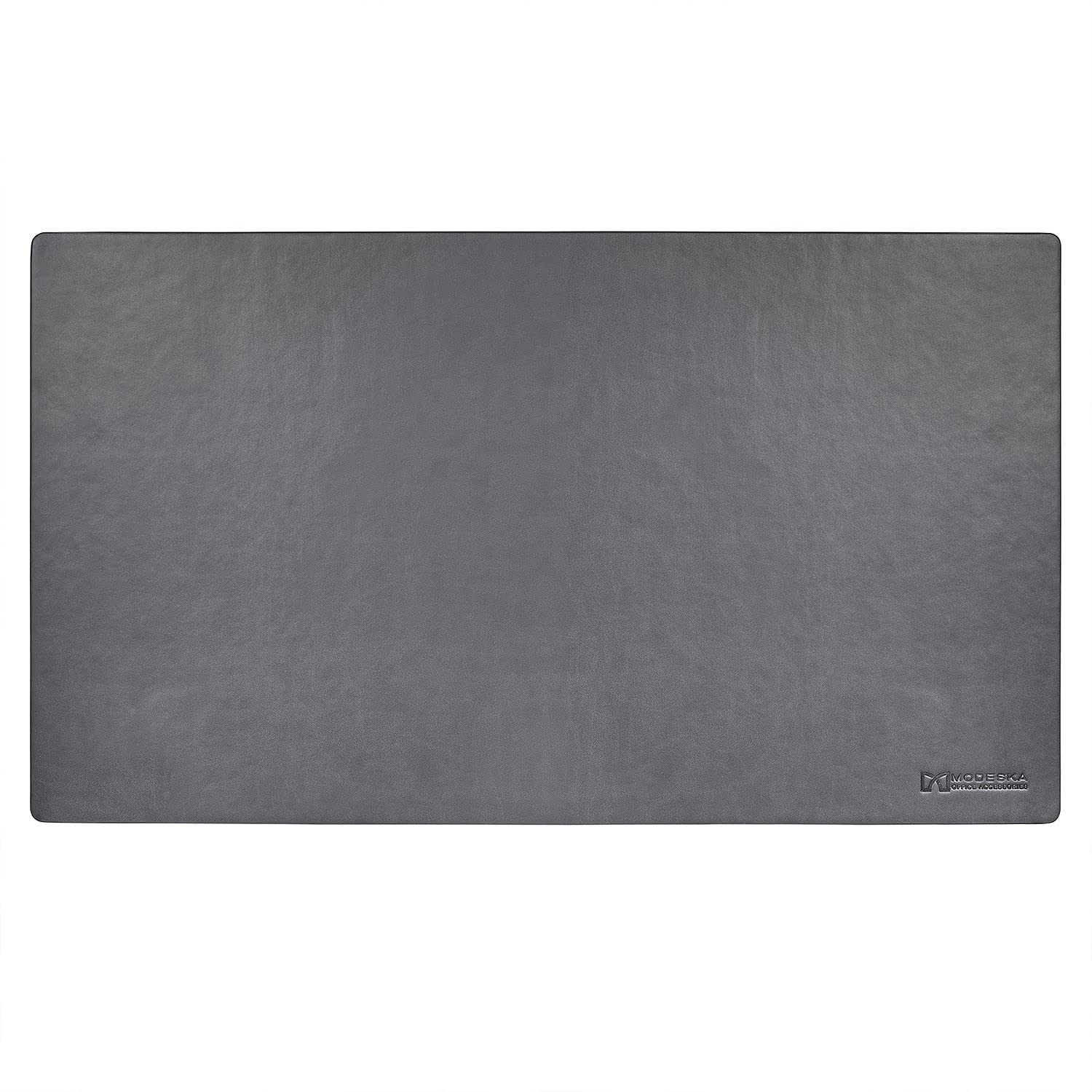 Modeska 24" x 14" Leather Desk Pad - SKIDSTOP™ Ultra Smooth Executive Blotter and Protective Mat