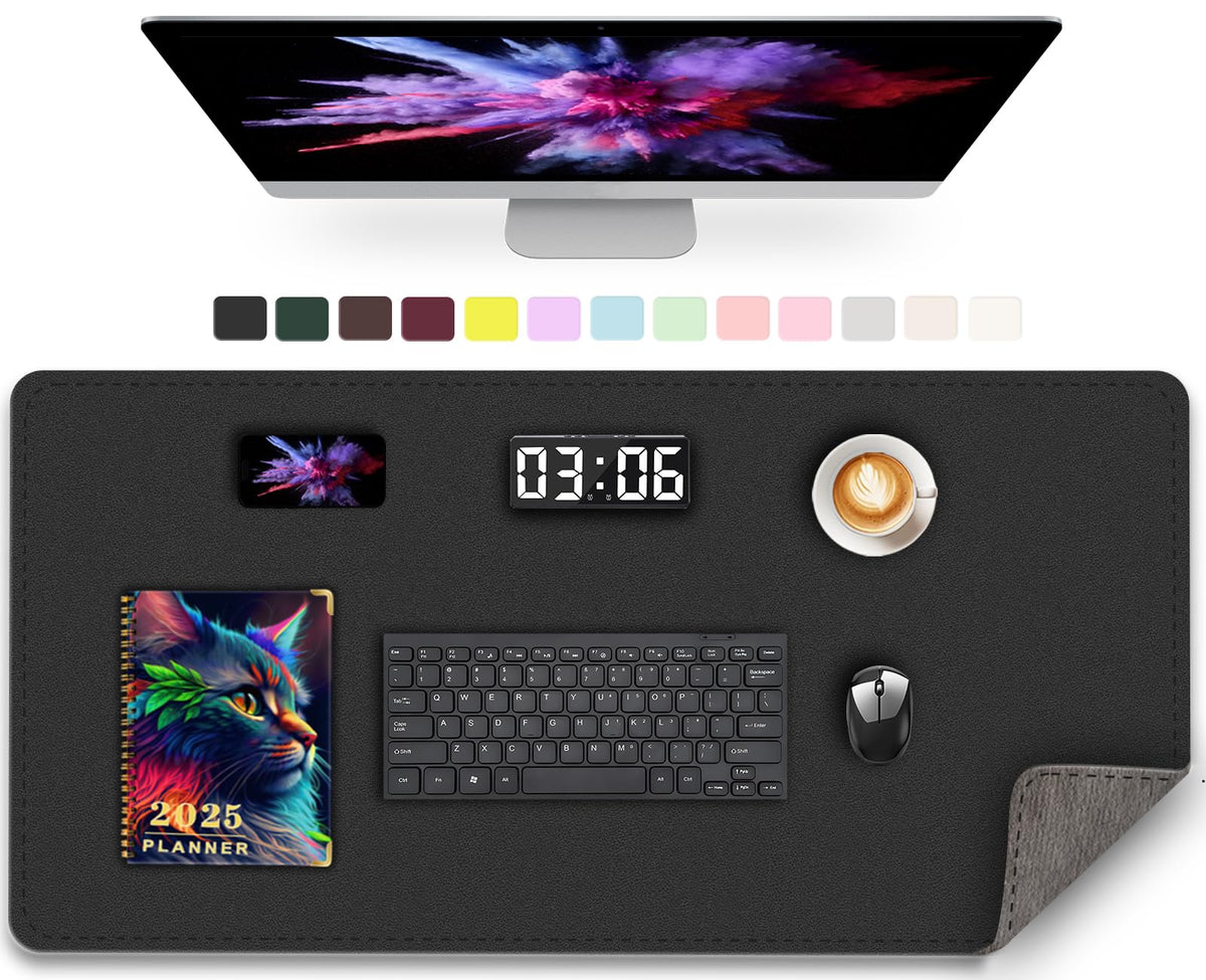 PU Leather Desk Pad Protector, 35.4" x 17", Non-Slip Mouse Pad, Waterproof Computer Desk Mat